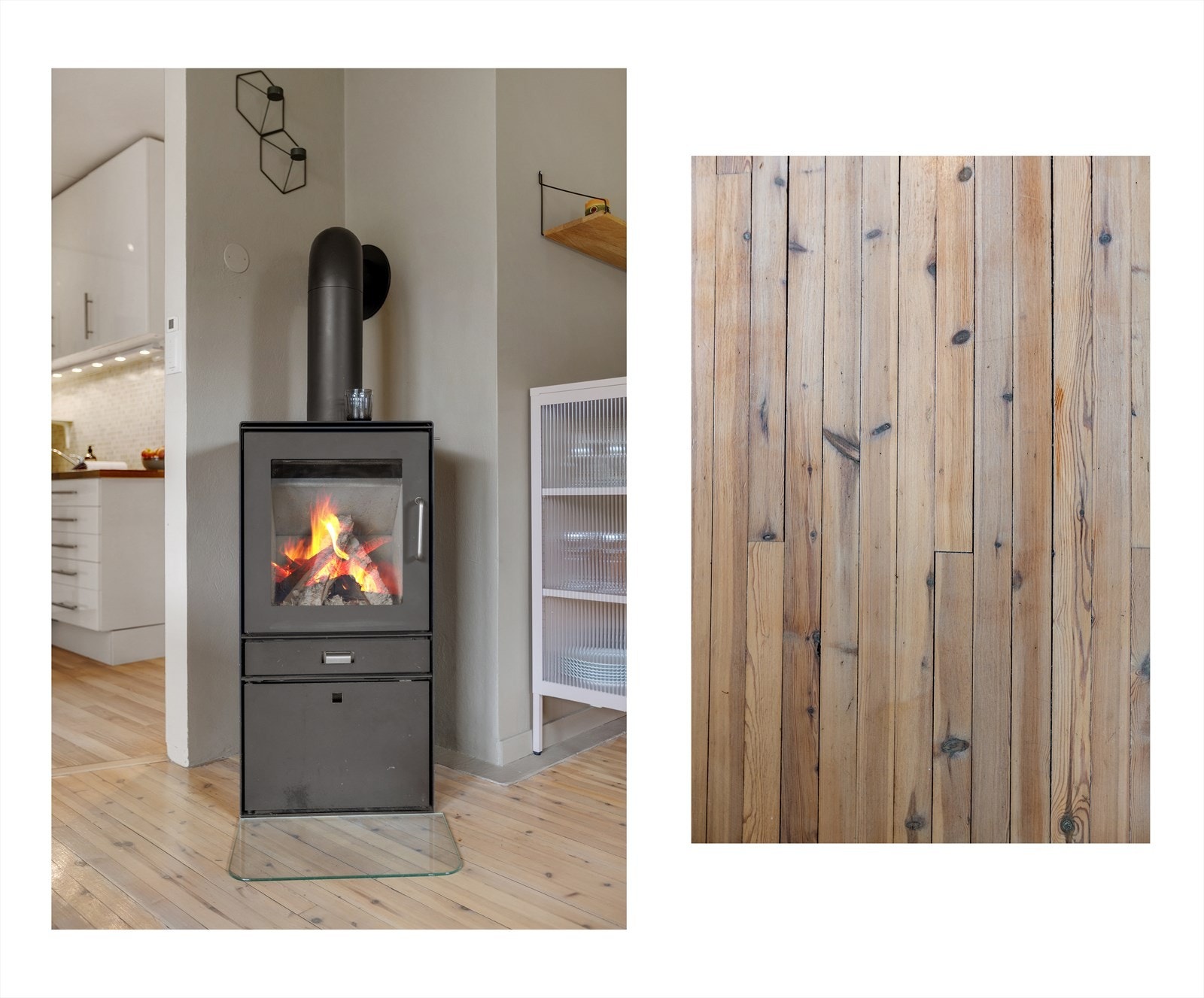 Vakre originale tregulv og en lun peis gir rommet sjel og varme. Galleribilde