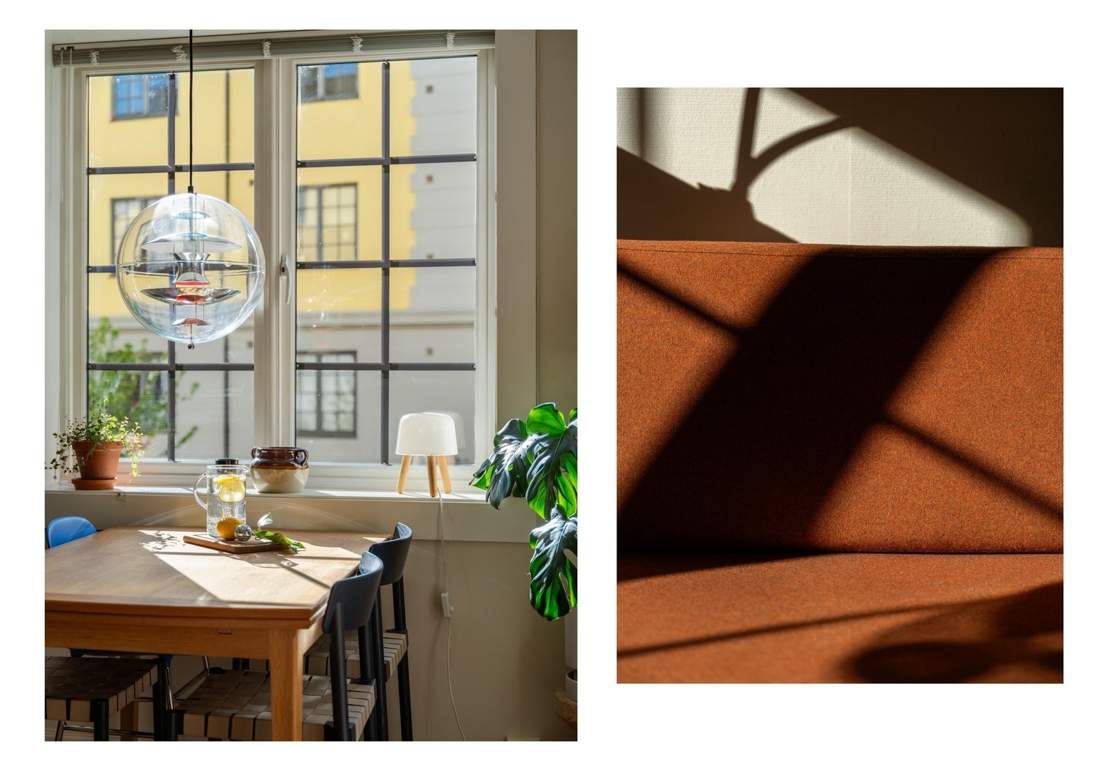 Ved vindusrekken finner vi spiseplassen. Her er det også nydelig utsyn over bakgården. Rolig er det også! Galleribilde