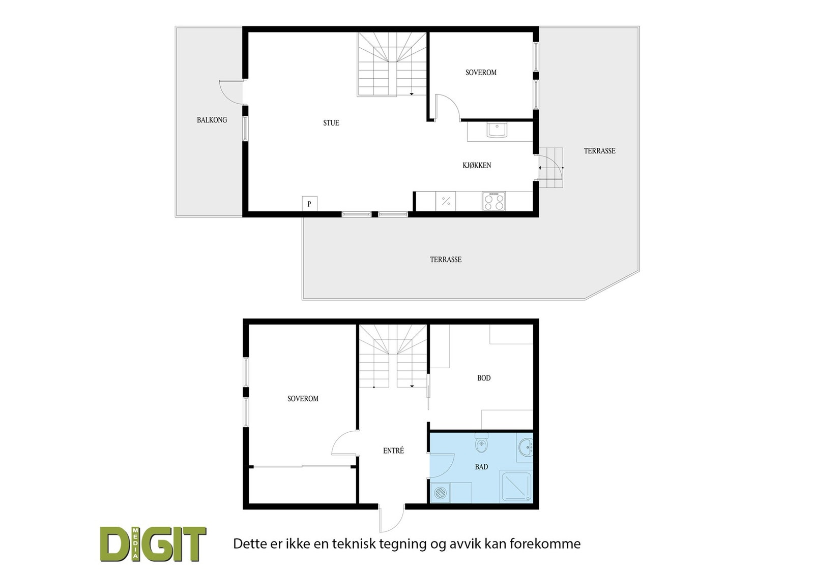 Plantegninger over begge etasjer Galleribilde