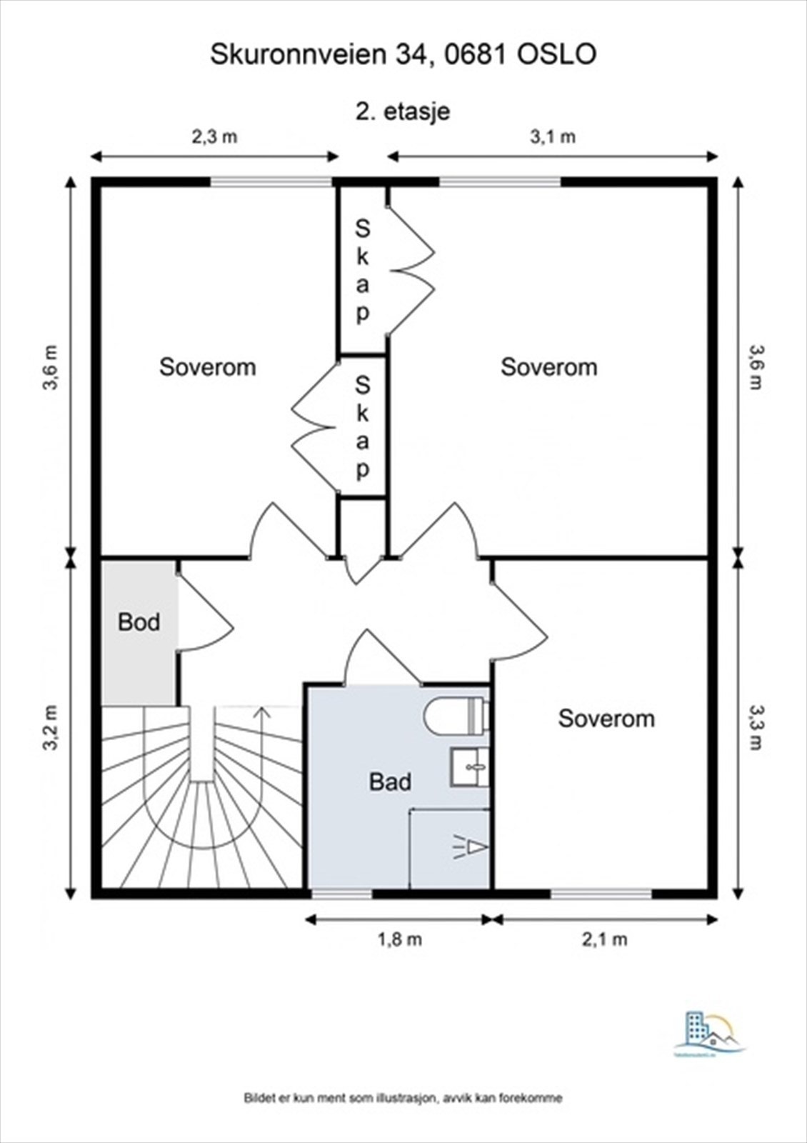 Plantegning 2. etasje Galleribilde