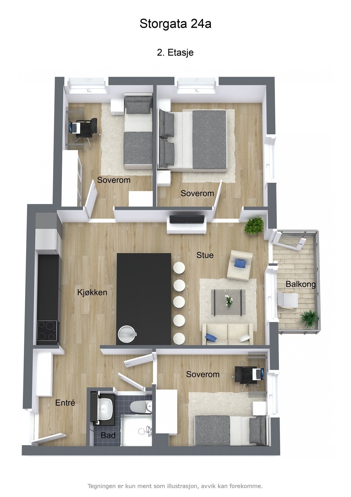 Plantegning - 2. Etasje (illustrasjon) Galleribilde