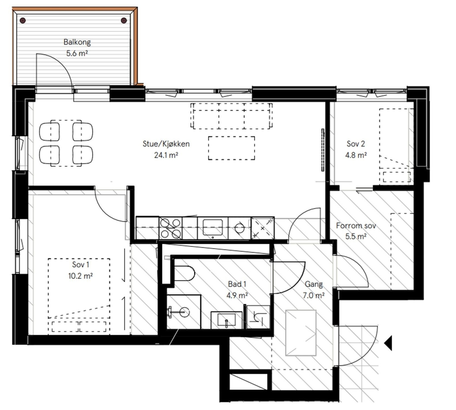 Plantegning over leiligheten Galleribilde