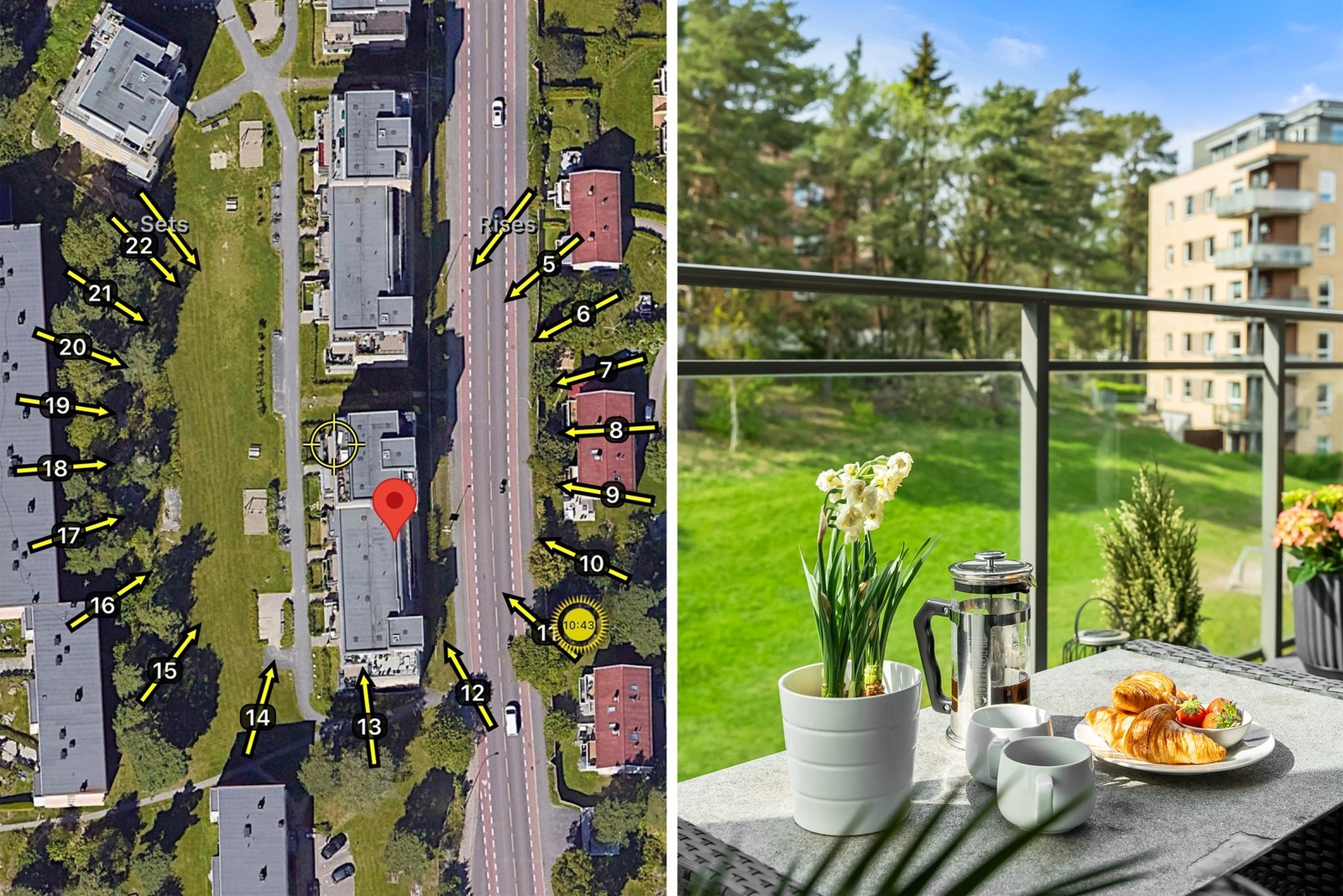 Balkongen har utmerkede solforhold, noe som gjør at vår- og sommerdagene virkelig kan nytes til det fulle. Galleribilde