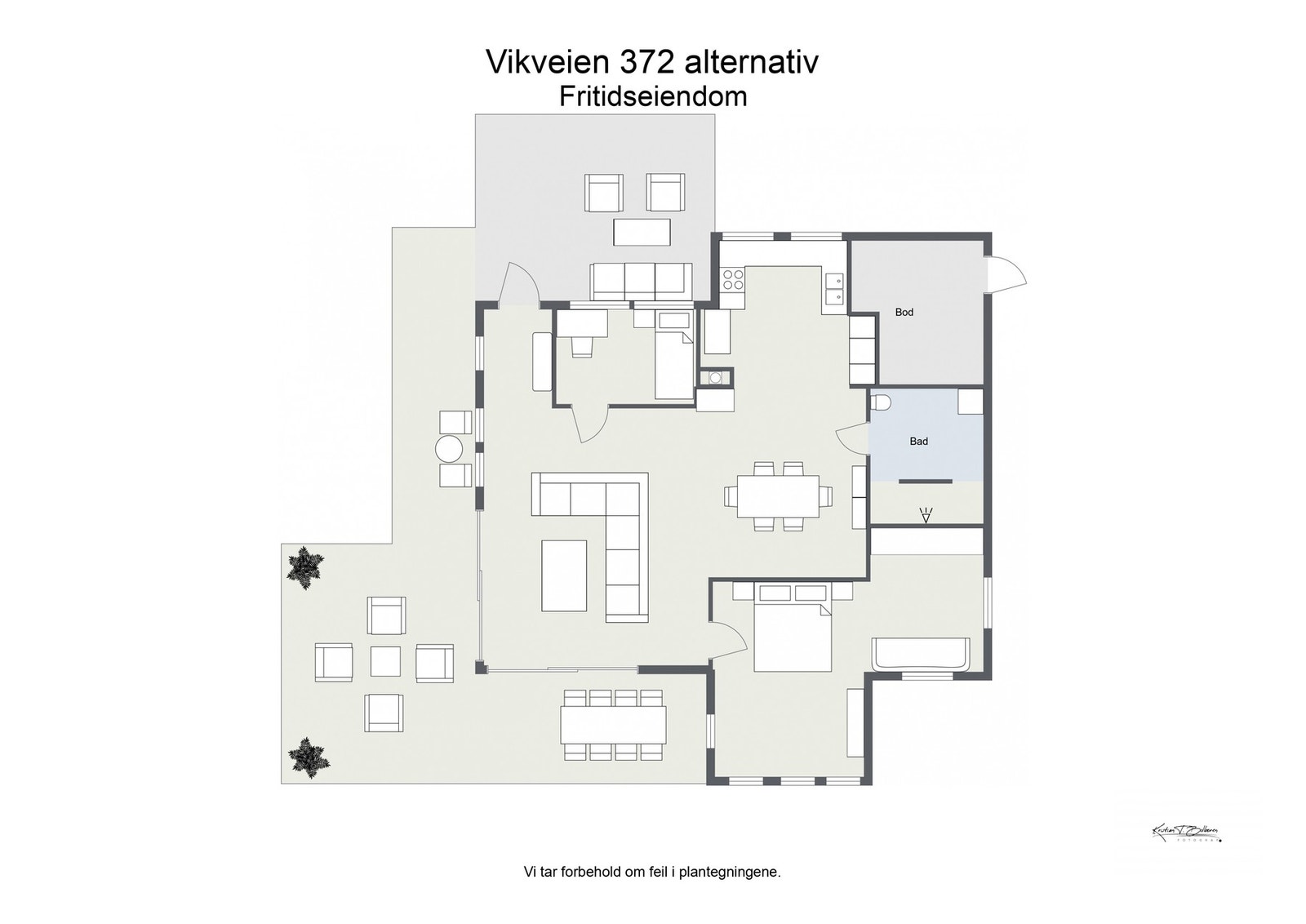 Alternativ tegning med 2 soverom Galleribilde