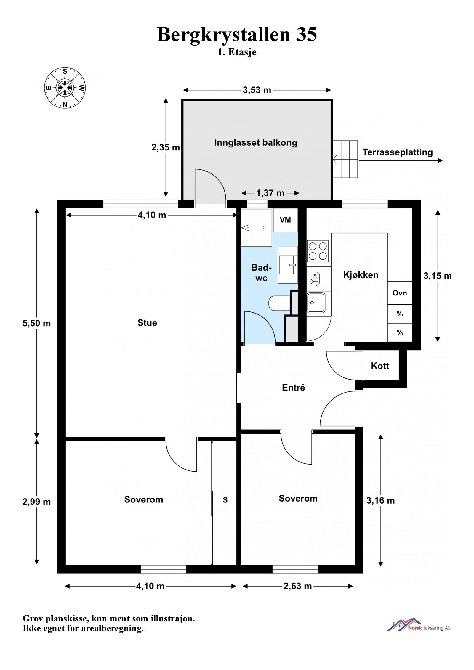Høy 1. etasje. Med boligen følger en loftsbod med skråtak og gulvareal på ca. 14 m² og to kjellerboder på til sammen ca. 7,5 m² Galleribilde