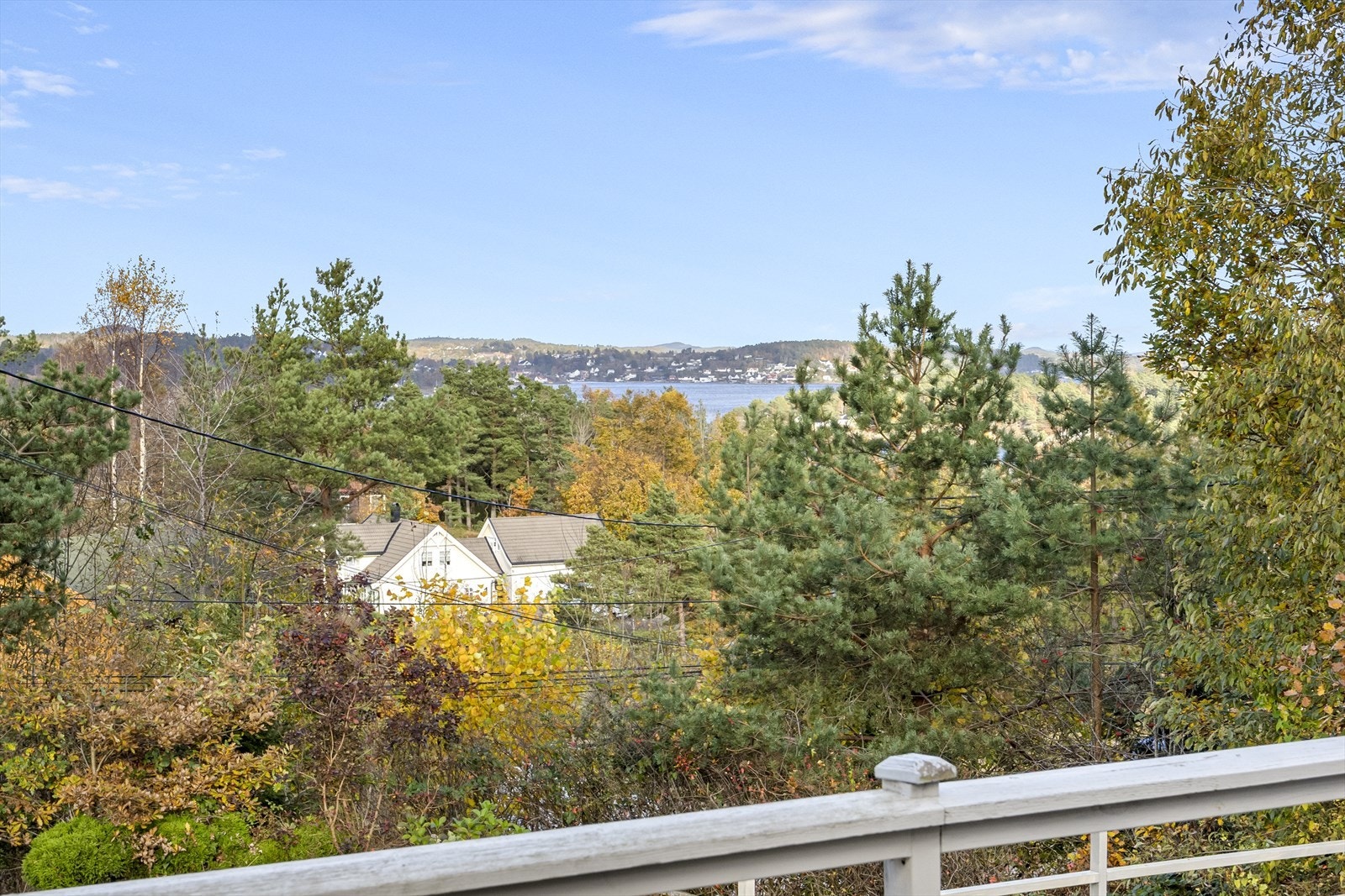 Det er sol fra tidlig morgen til sen kveld og gløtt til Tromøysund fra tomten. Galleribilde