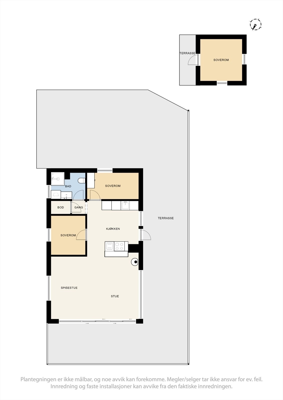 Plantegning hytte og anneks Galleribilde