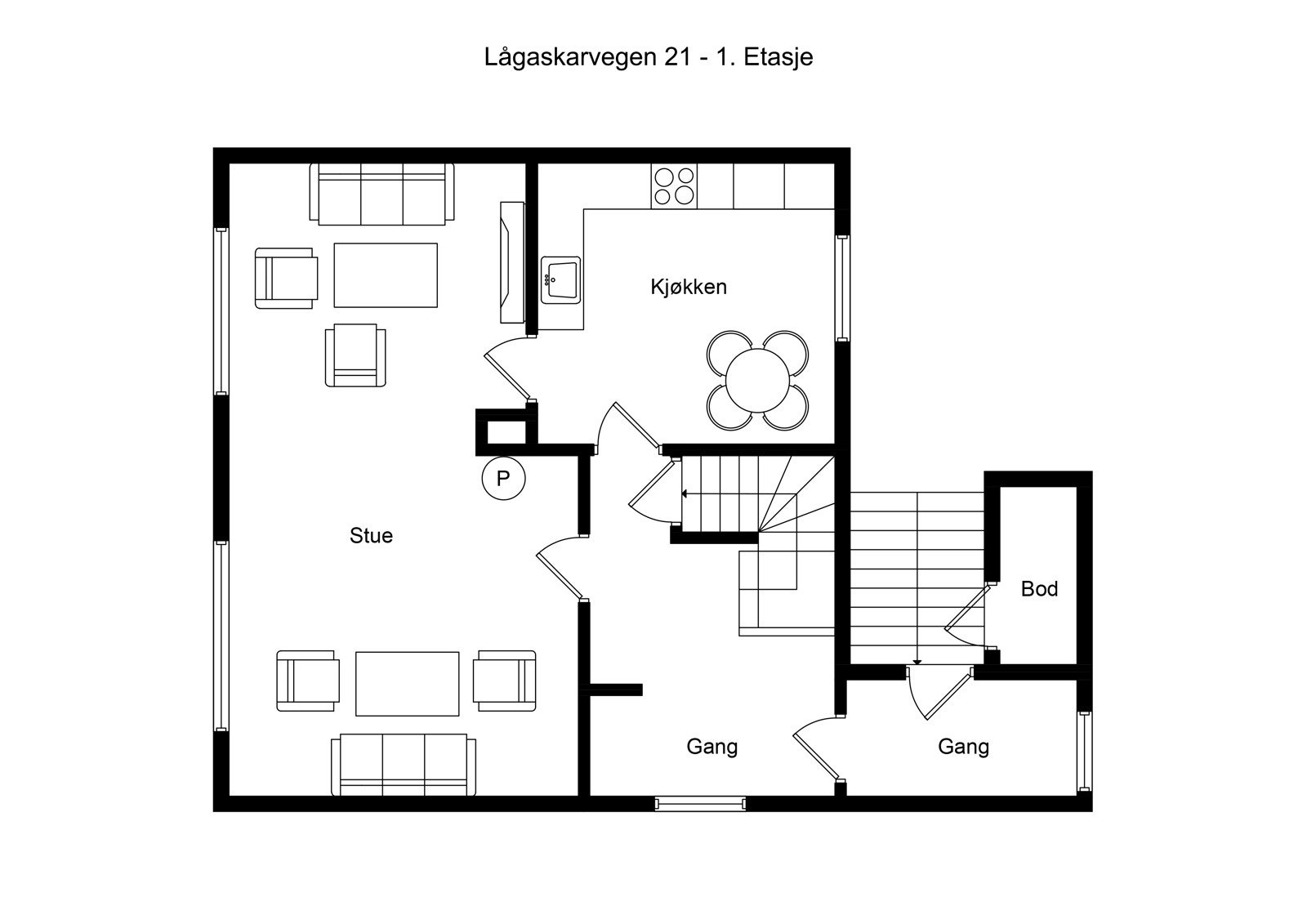 Plantegning 1. etasje Galleribilde