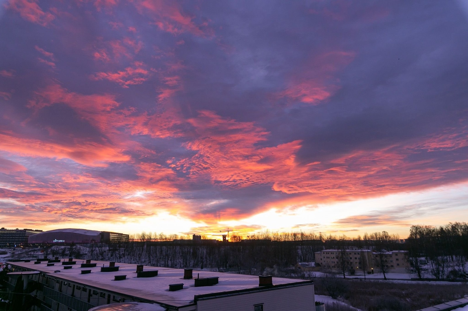 Utsikt fra balkongen en januar-ettermiddag. Galleribilde