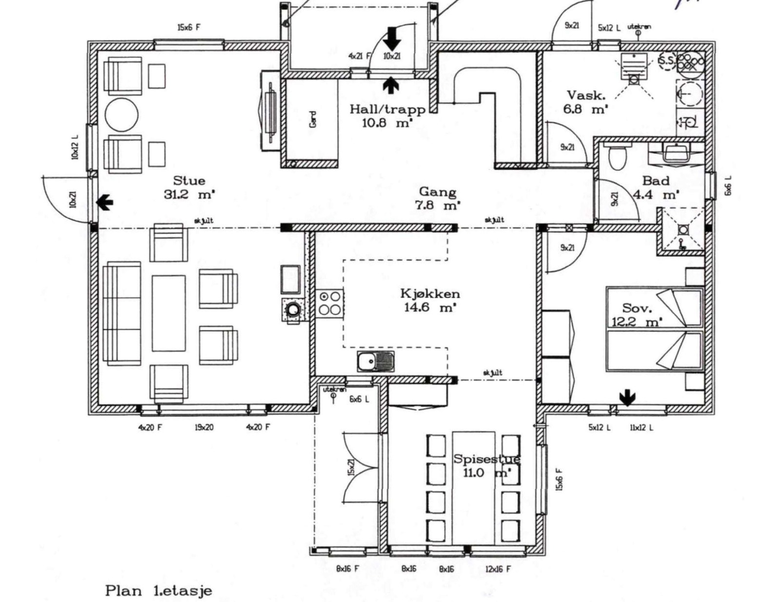 Plantegning 1. etasje Galleribilde