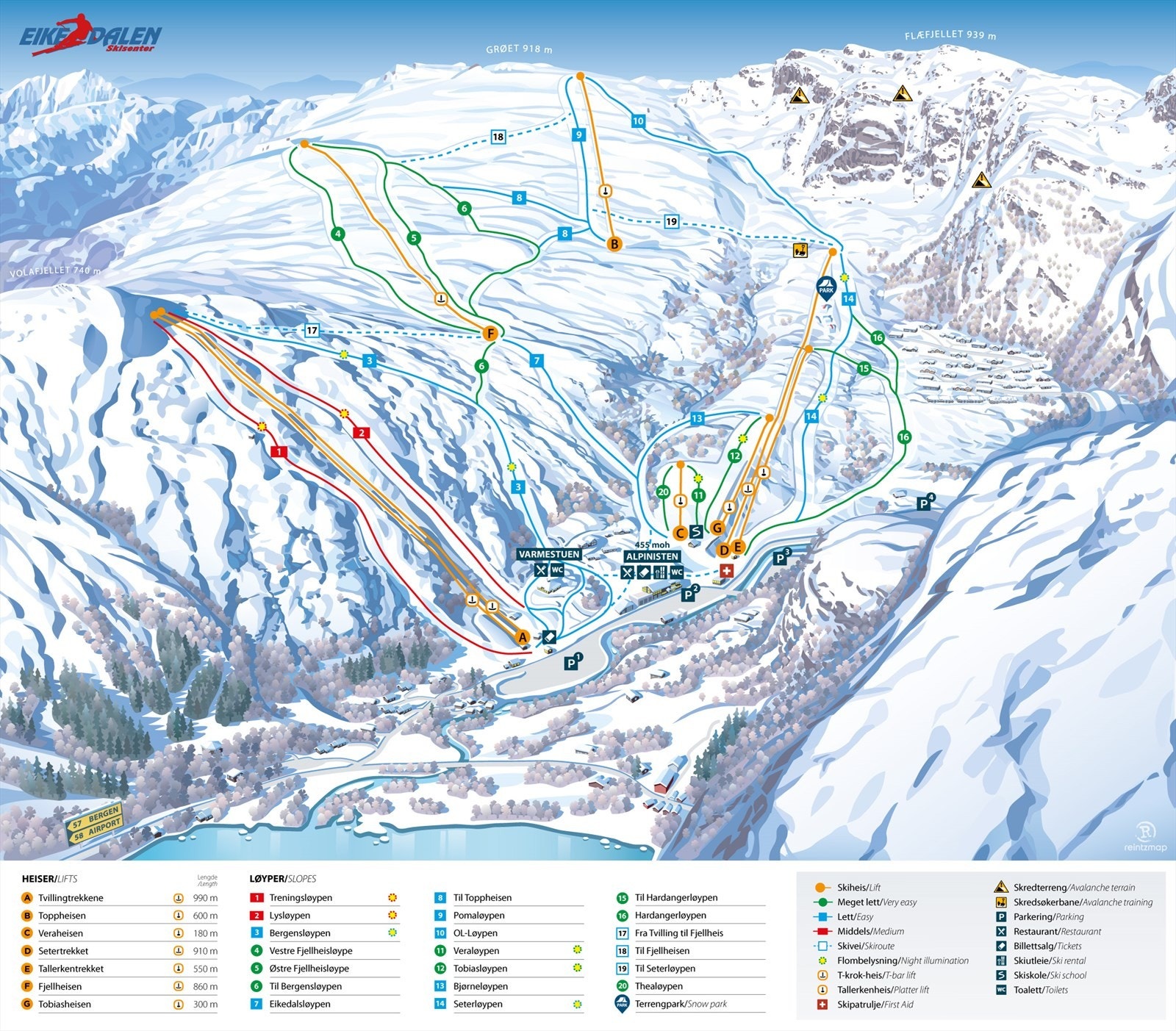 Eikedalen skisenter - Løypekart Galleribilde