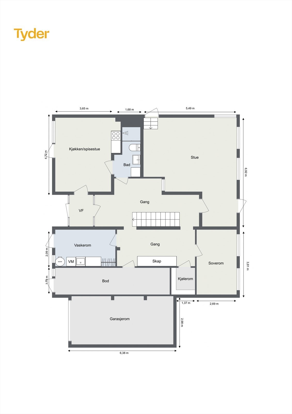 Plantegning underetasje Galleribilde