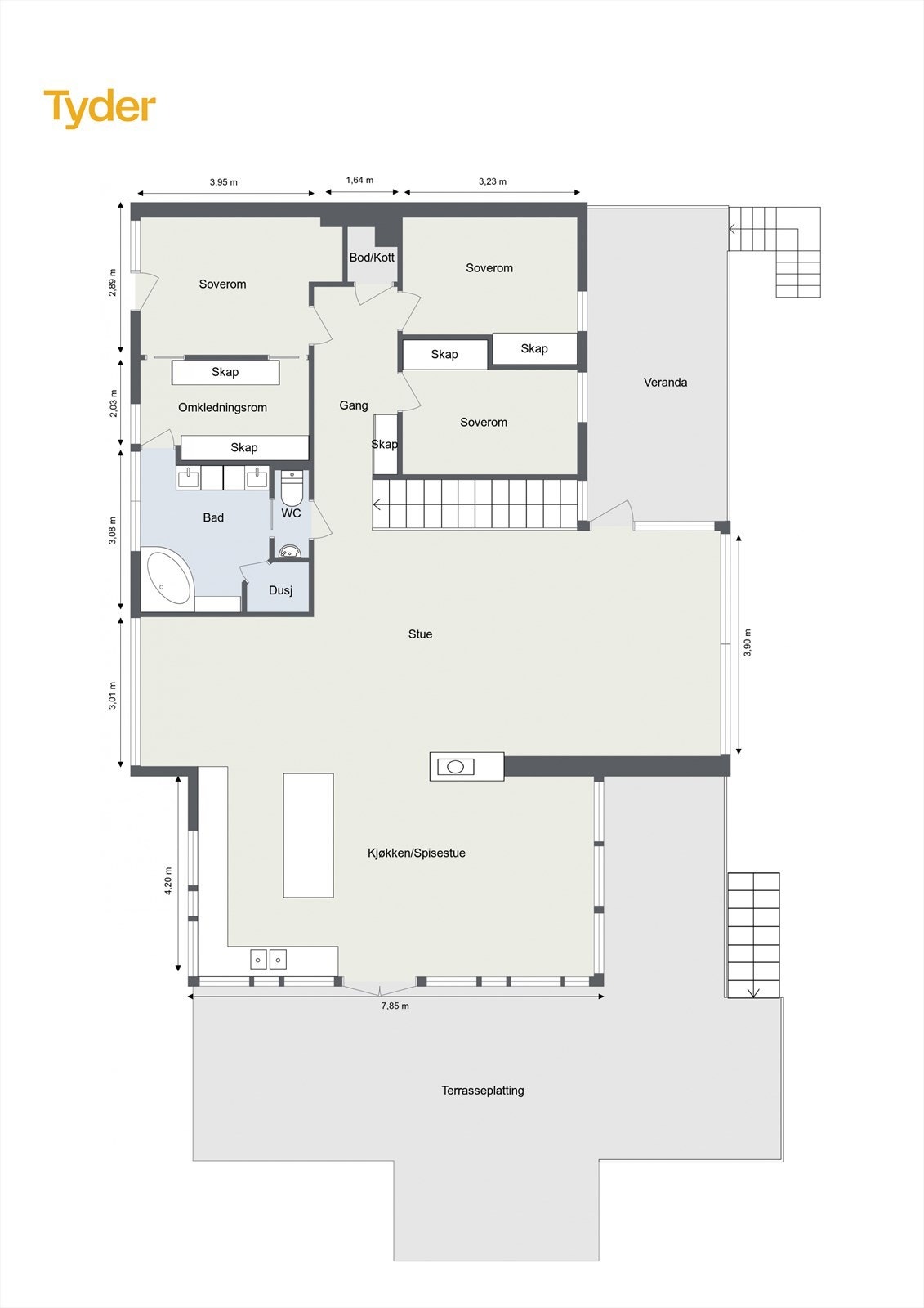 Plantegning 1. etasje Galleribilde