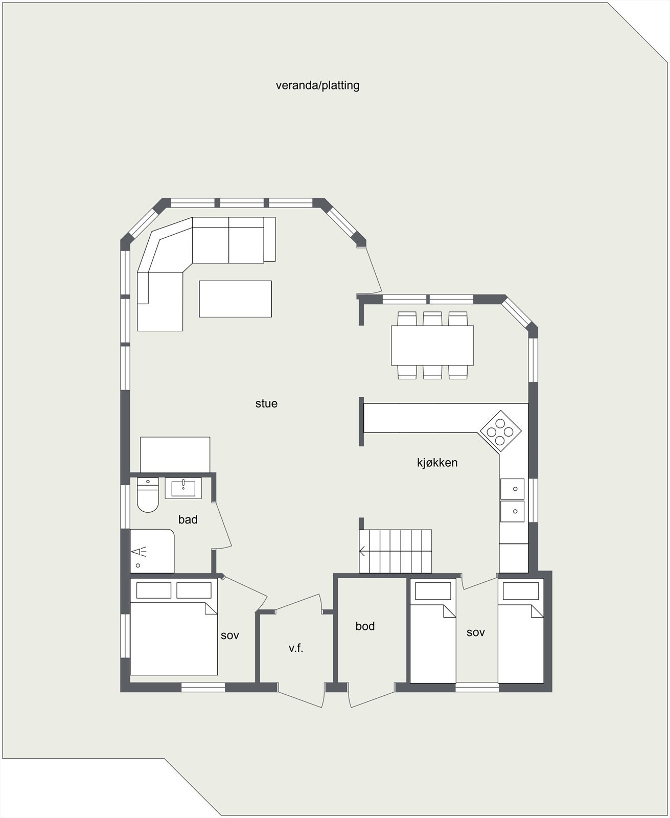 Plantegning første etasje. Galleribilde