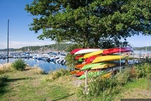 På Fagerstrand stranda er det kajakkutleie på sommeren. Galleribilde