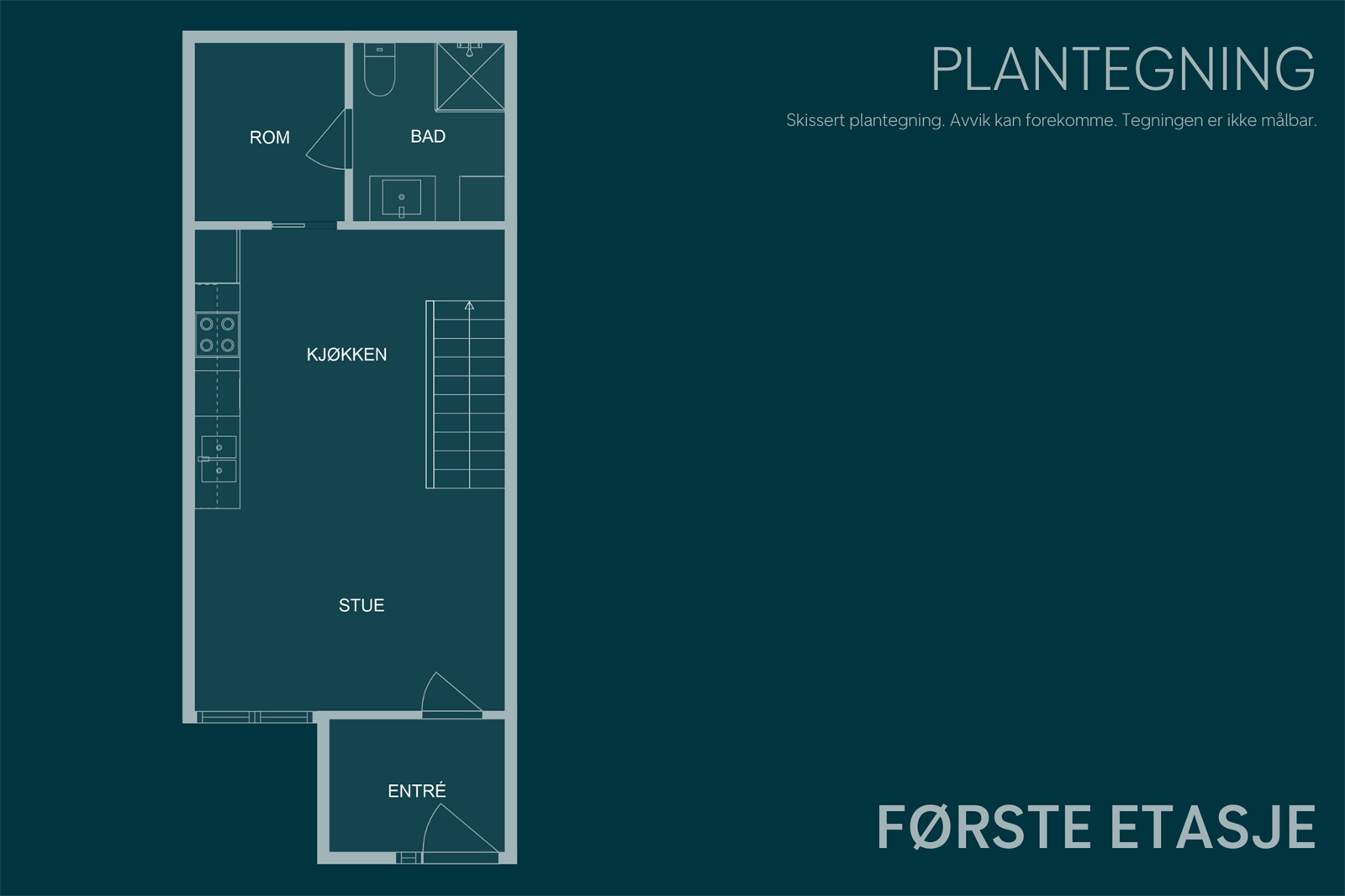 Skissert plantegning av første etasje. Galleribilde