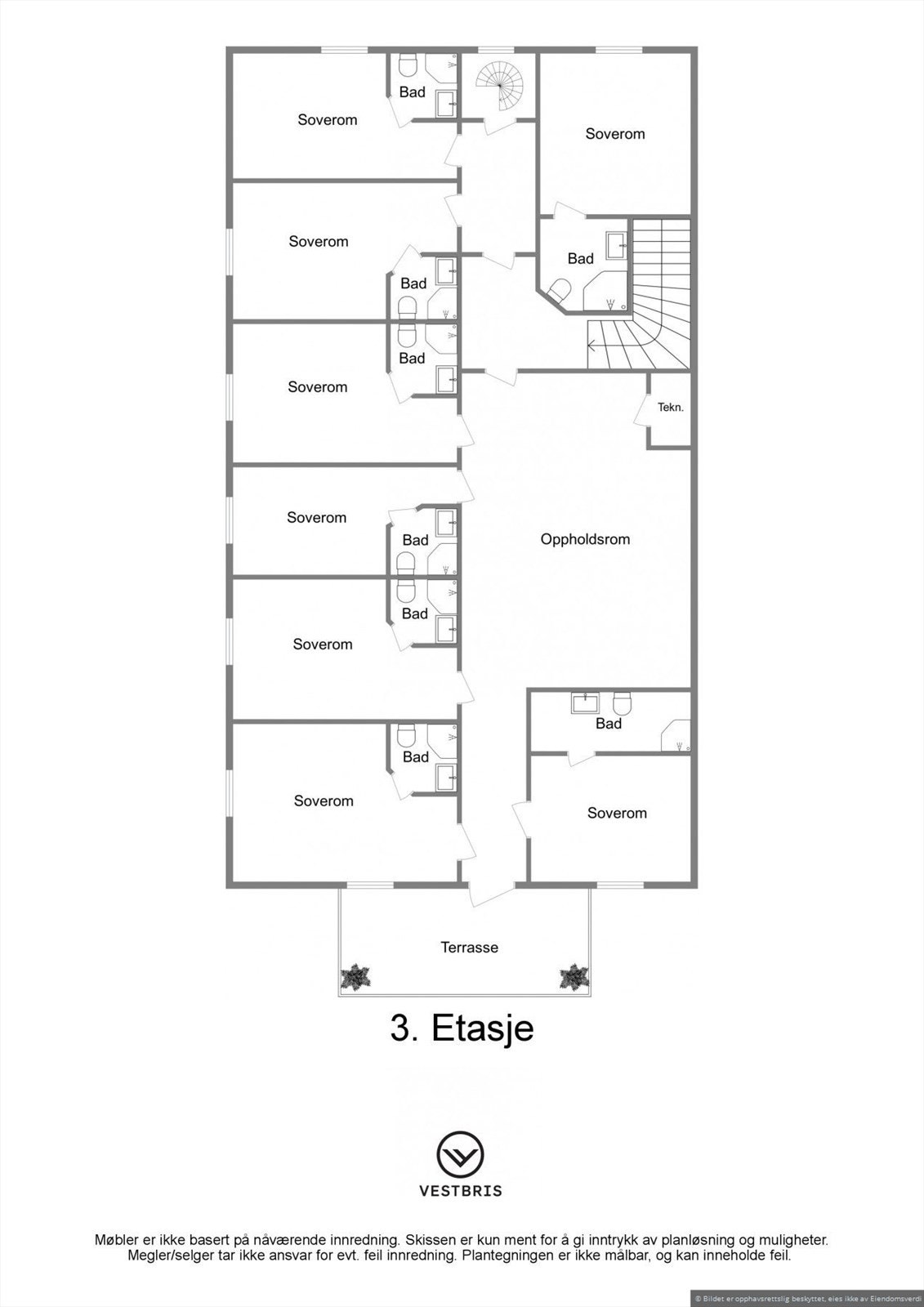 Plan 3. Etasje vest Galleribilde