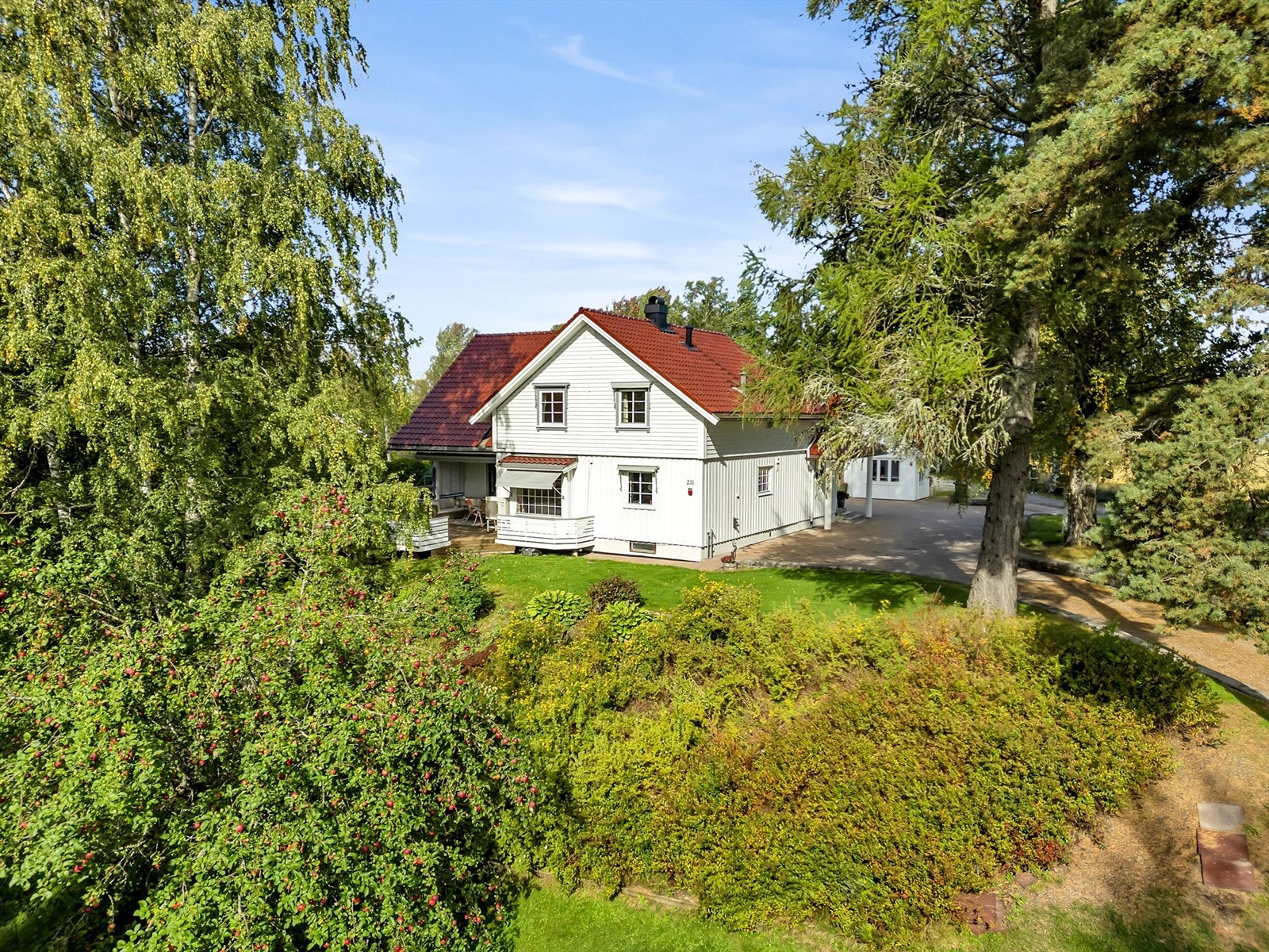 Stor frodig hage med god plass til trampoline, ballspill og mange andre aktiviteter Galleribilde