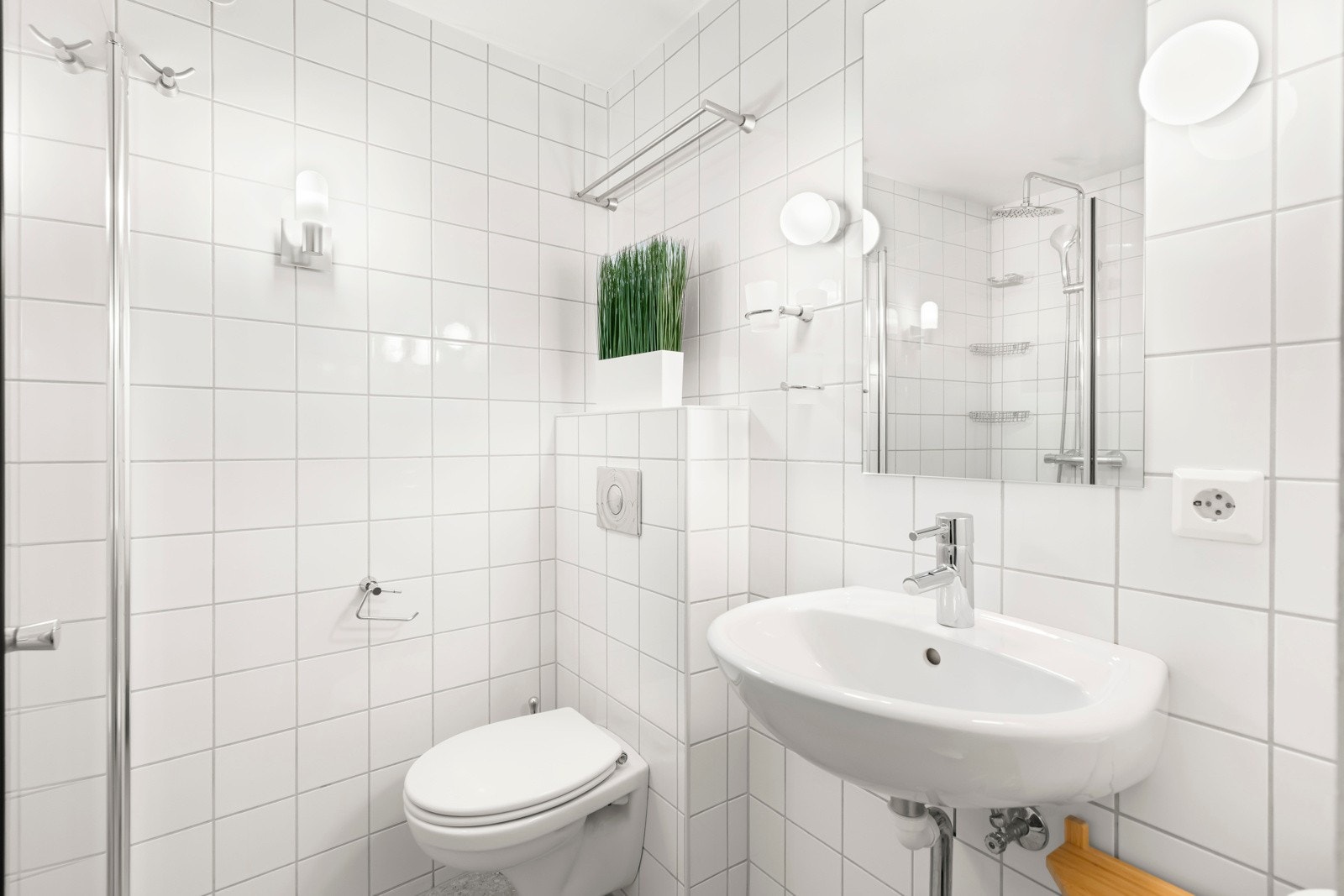 Opplegg for vaskemaskin på bad. Galleribilde