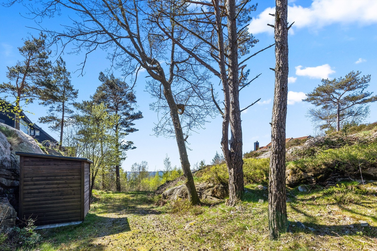 Adkomstvei inn til tomta. Tomta ligger til høyre for pumpehuset. Galleribilde