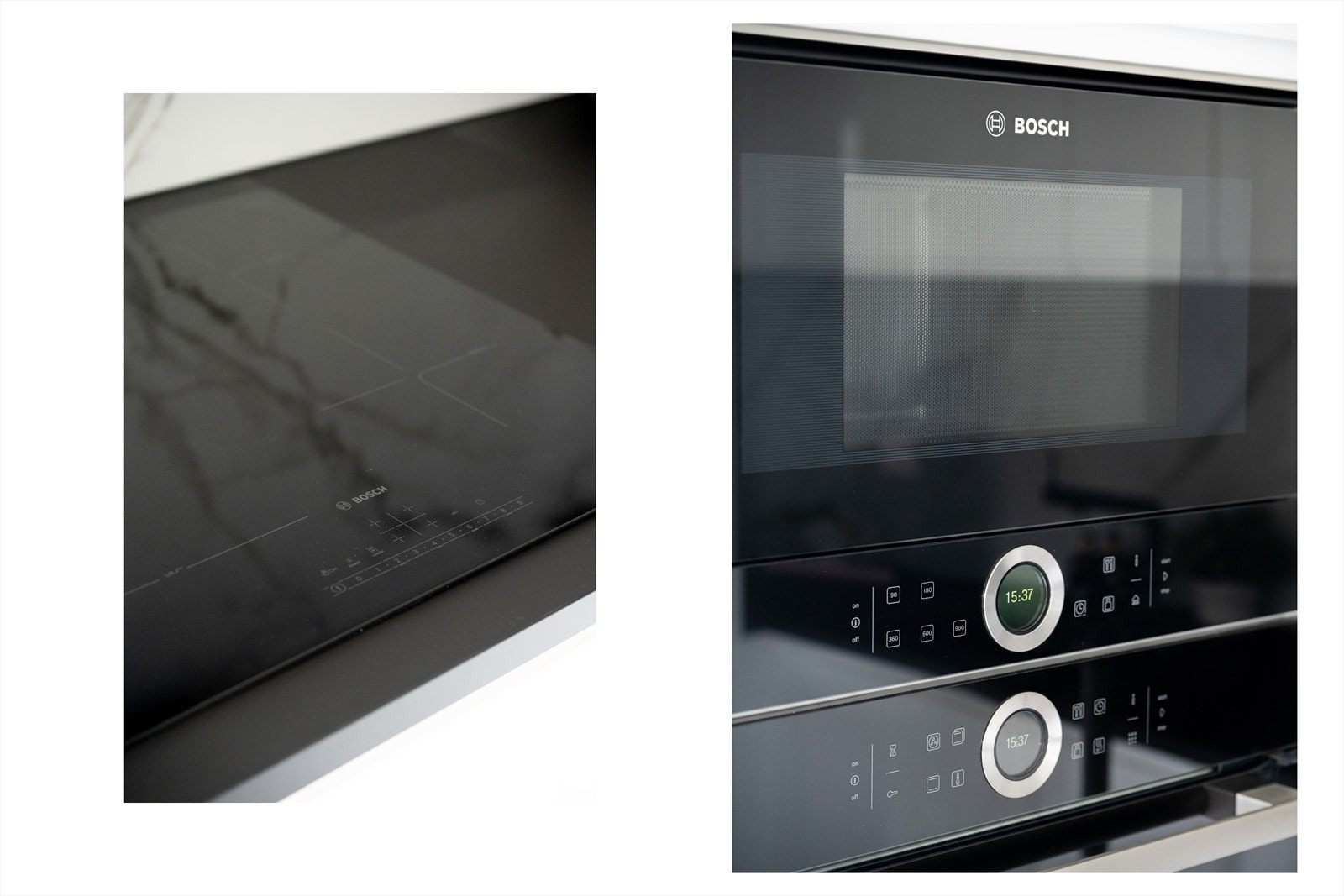 Kjøkkenet er komplett med integrerte hvitevarer: oppvaskmaskin, kjøl-/fryseskap, stekeovn, mikrobølgeovn og platetopp. Galleribilde