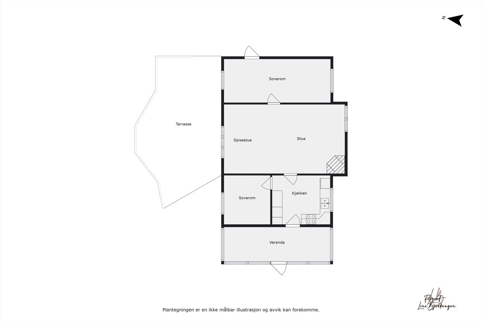 Plantegning hytte. Galleribilde