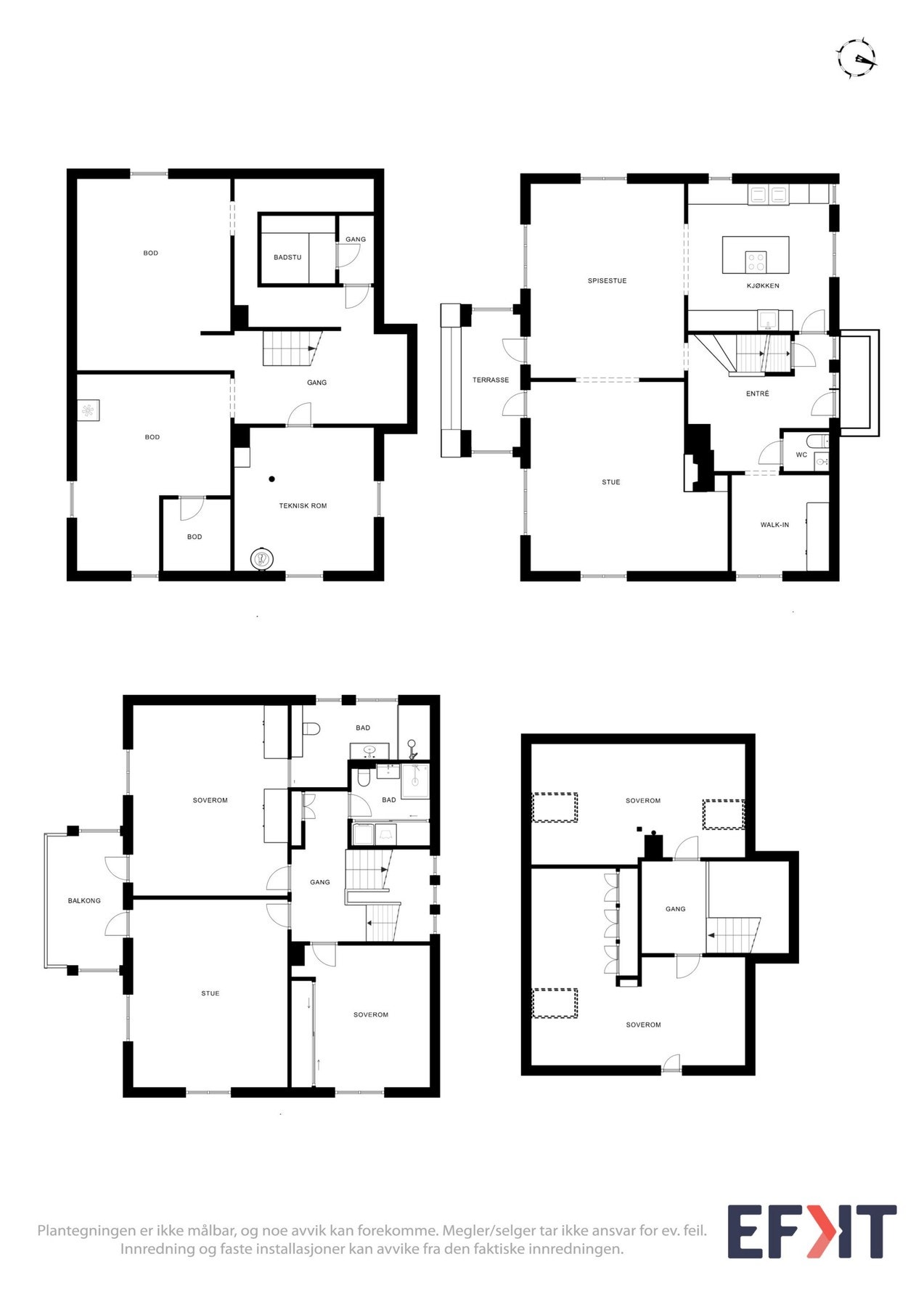 Plantegning som viser alle etasjer. Galleribilde