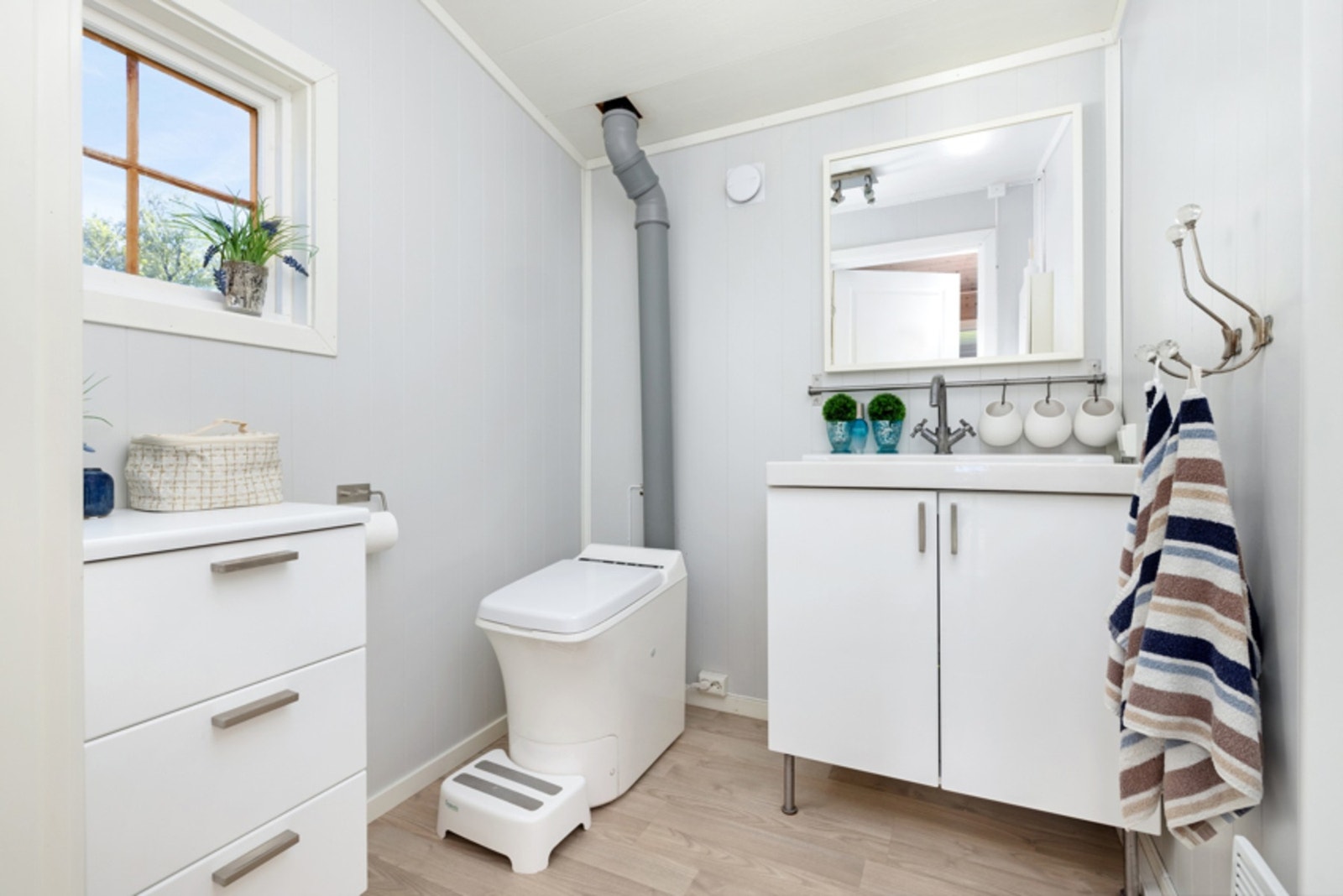 - Badet er utstyrt med forbrenningstoalett og nett innredning. Galleribilde