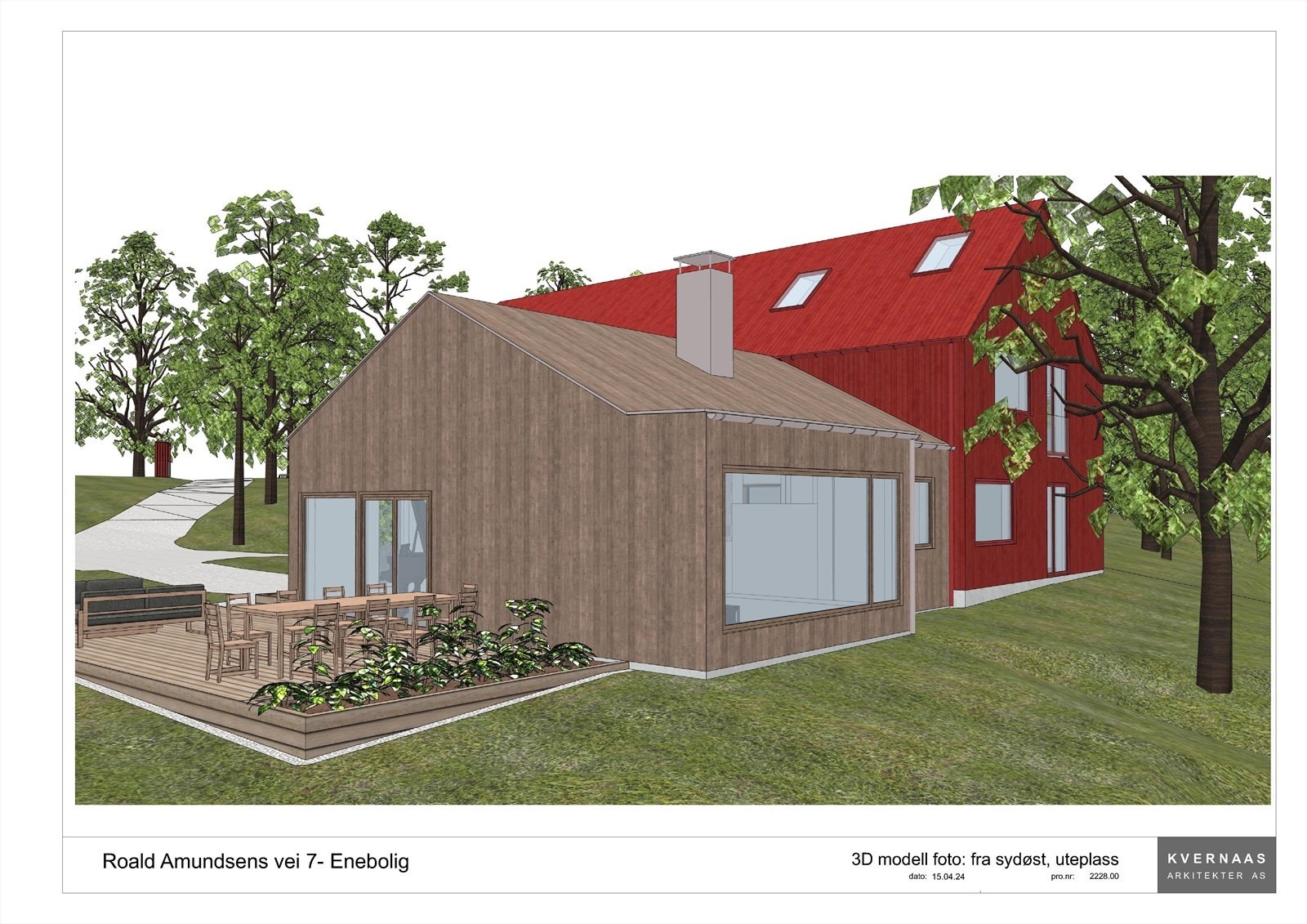 3D modell foto_ fra sydøst, uteplass Galleribilde