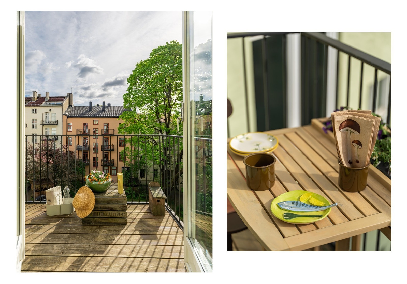 Balkongen har utgang fra kjøkkenet, og vender mot bakgården. Galleribilde