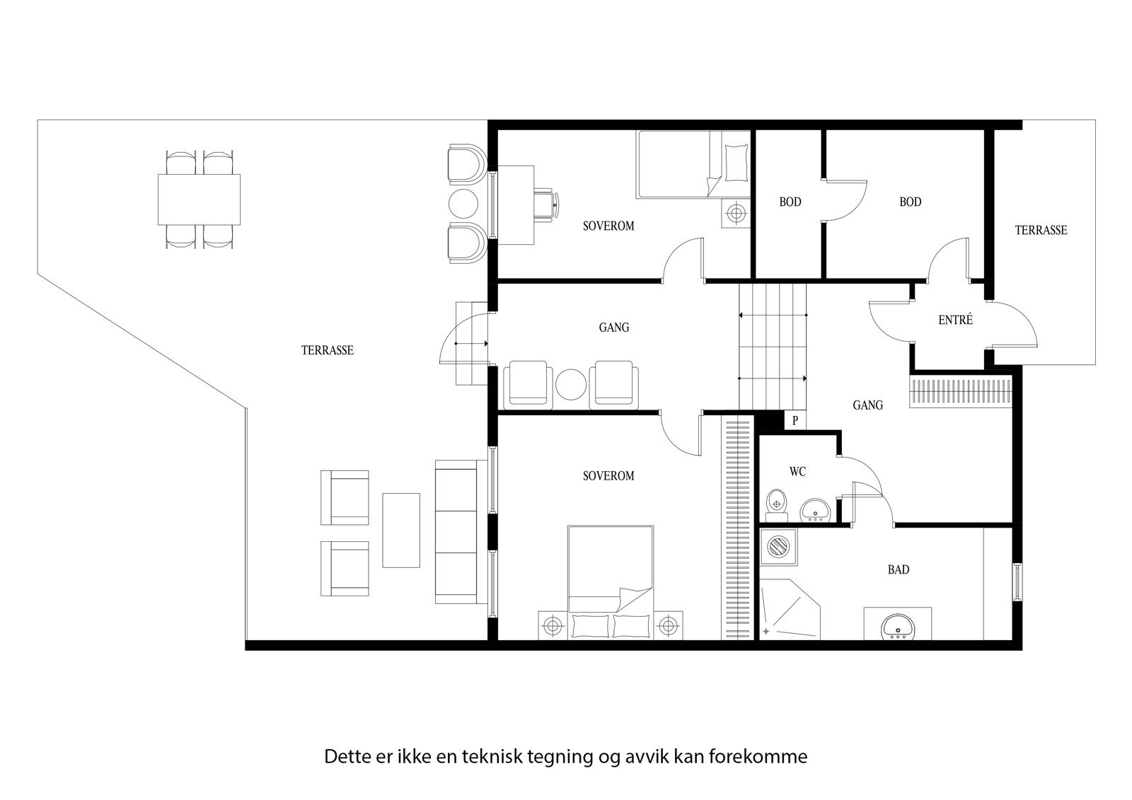 Plantegning hall og soveromsdel Galleribilde
