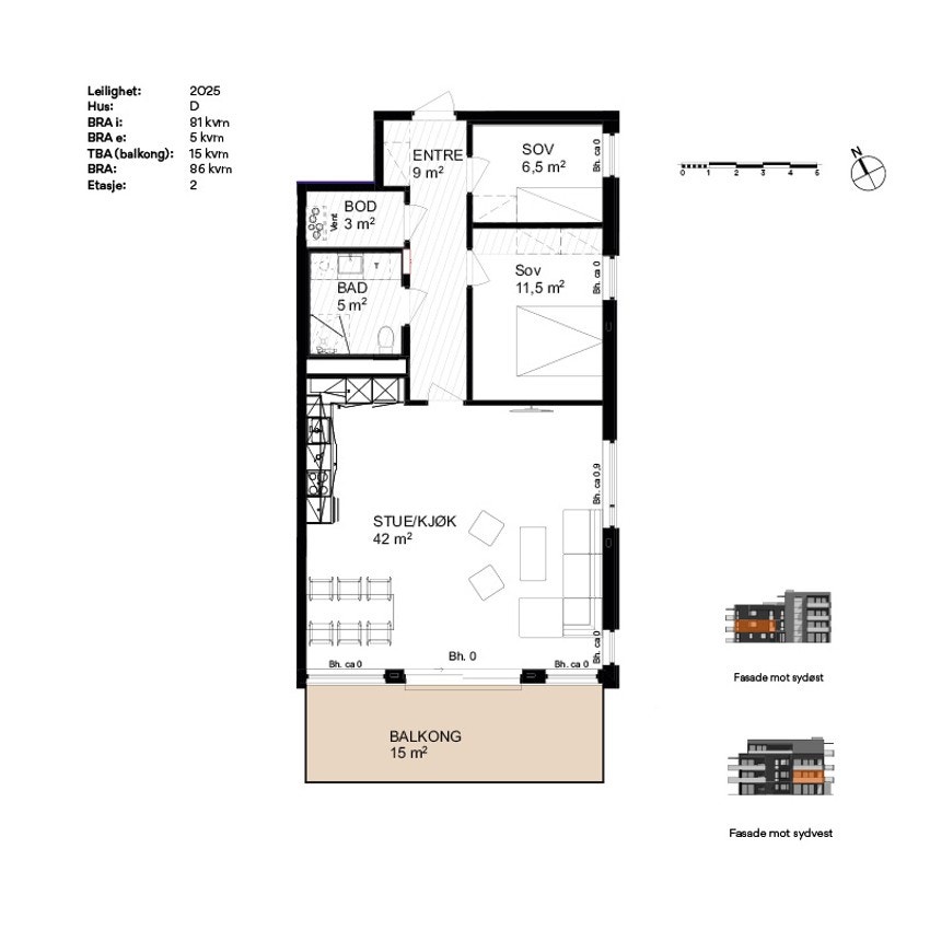 Plantegning - Leilighet D2025 Galleribilde