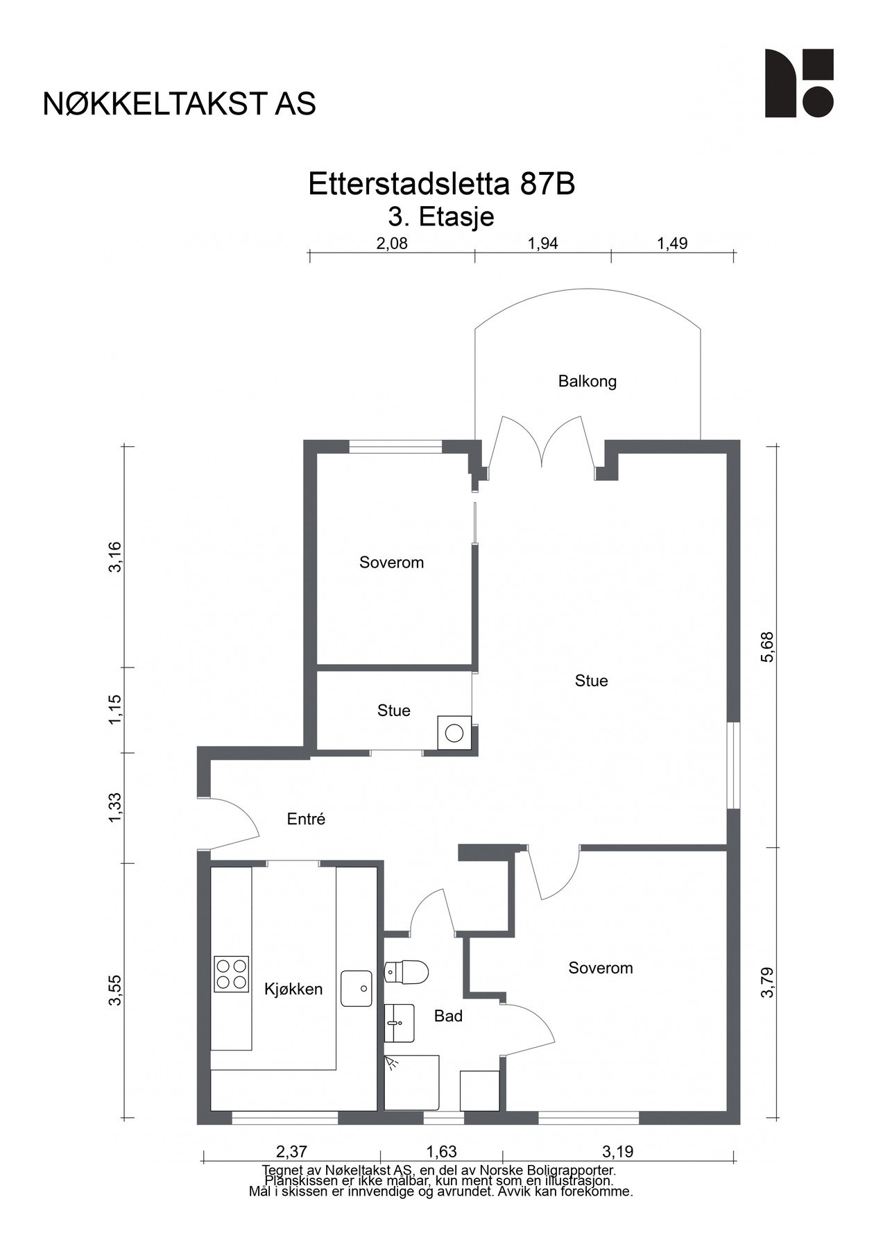 Plantegning 3. etasje Galleribilde