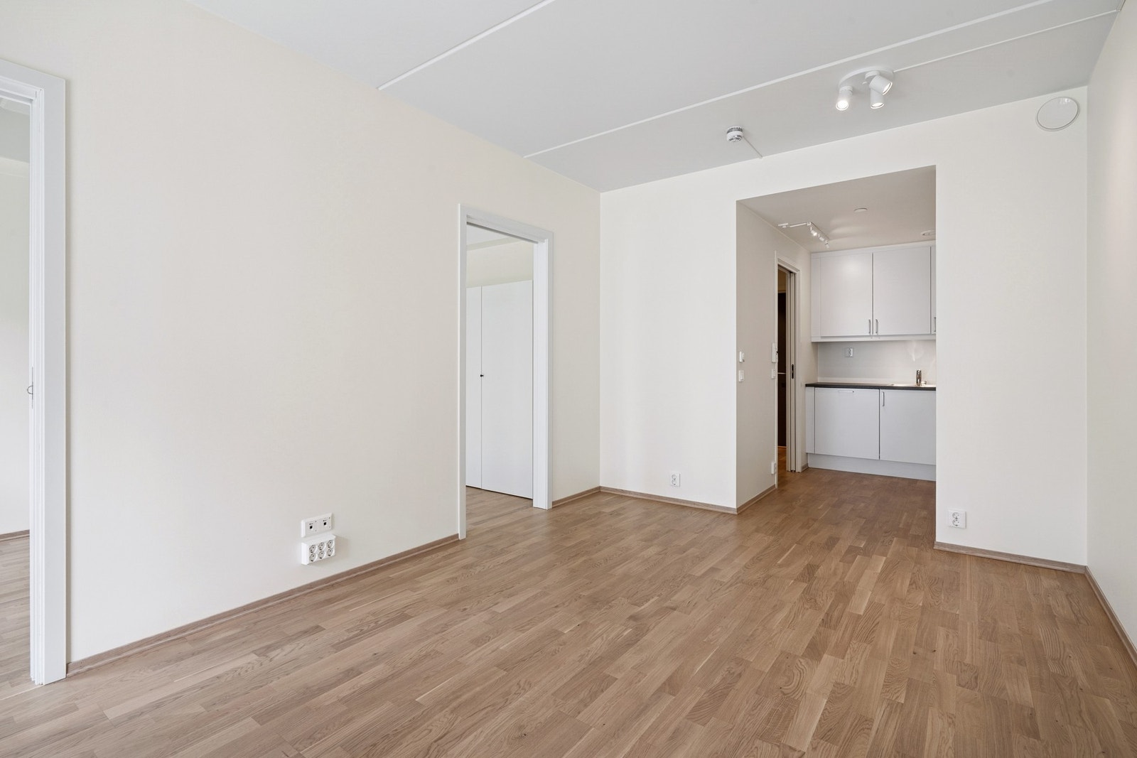 Smart og åpen planløsning hvor stue, kjøkken og entré glir sømløst over i hverandre Galleribilde