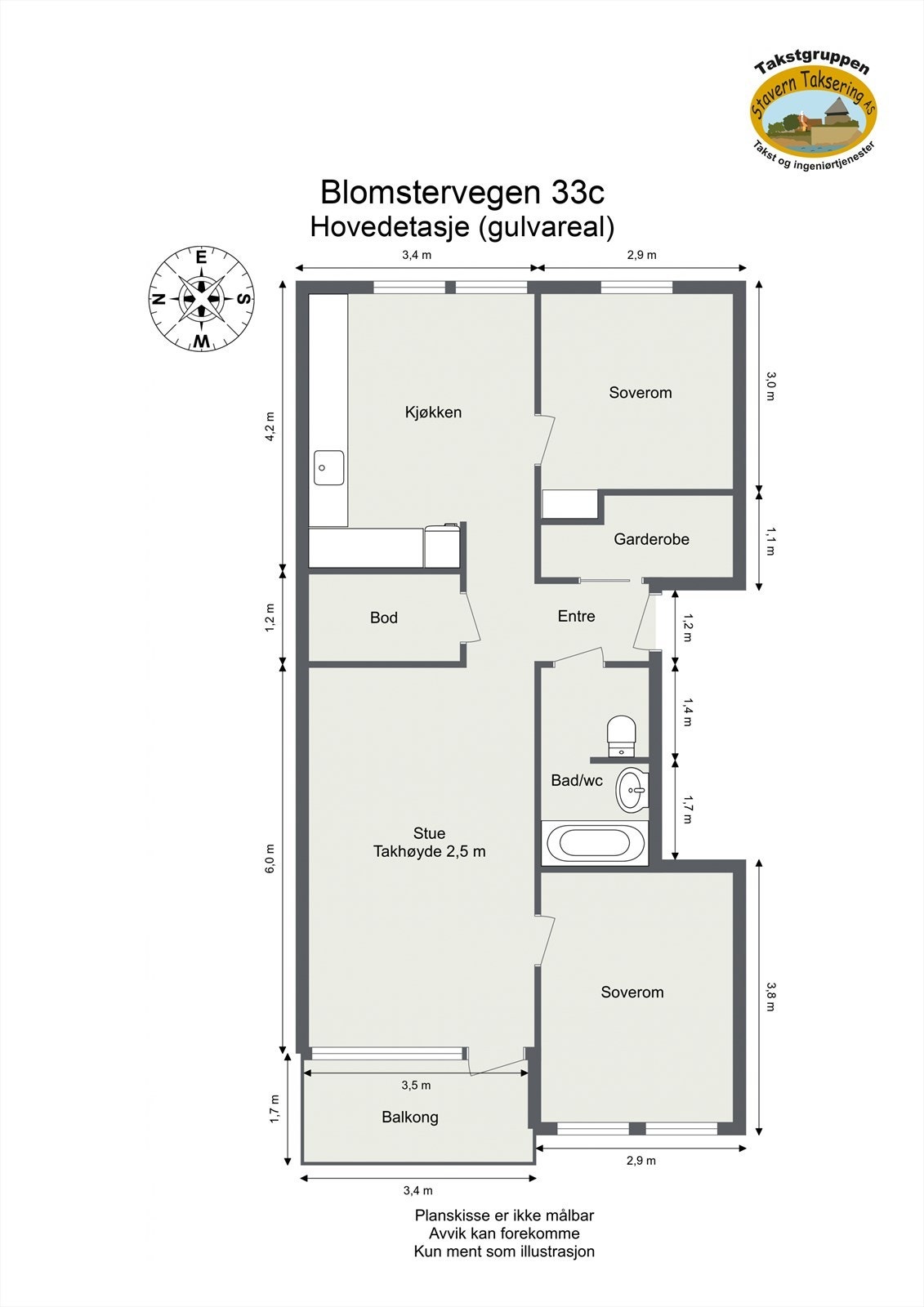Målsatt plantegning Galleribilde