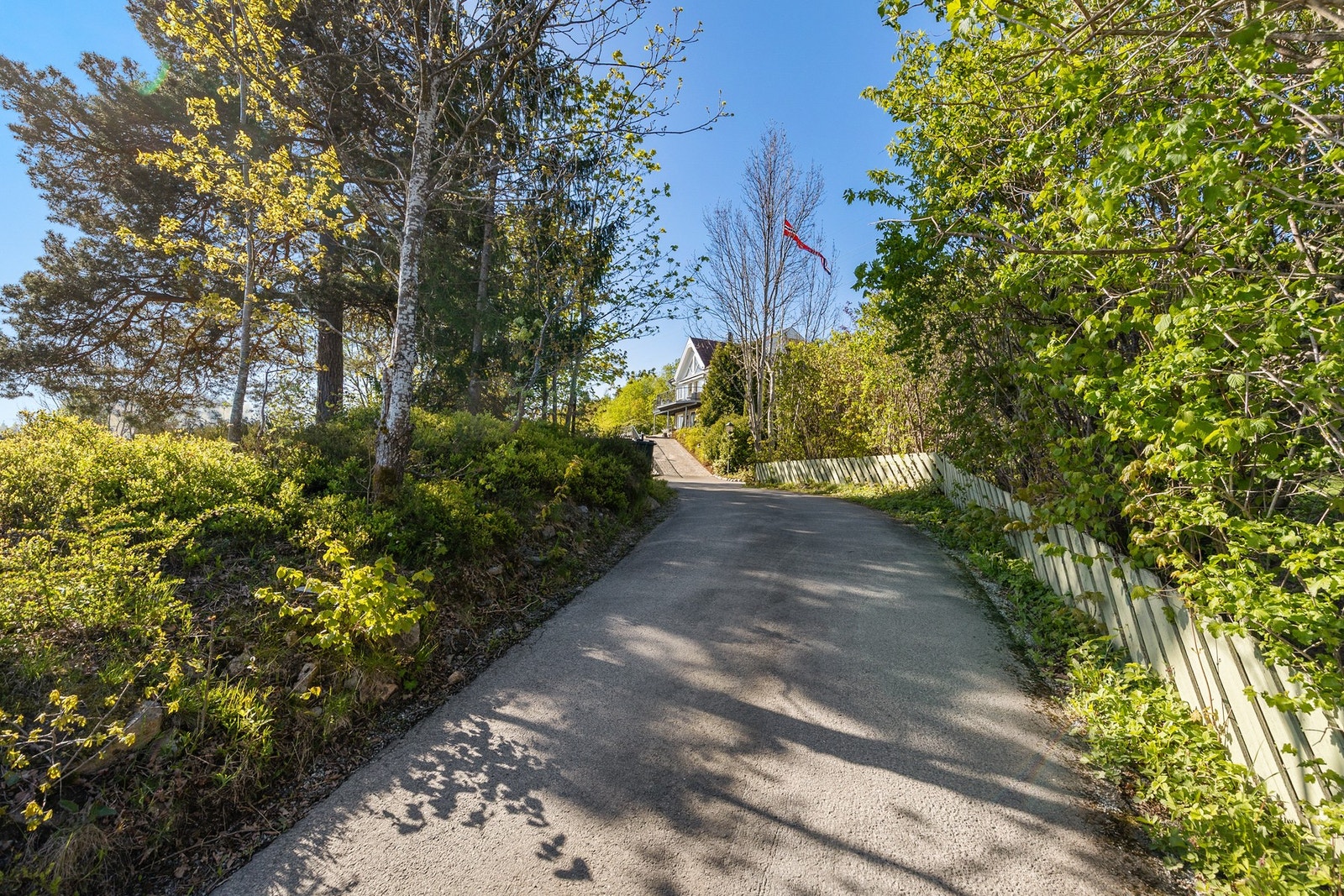 Egen innkjøring til eiendommen. Denne blir brøytet av kommunen Galleribilde