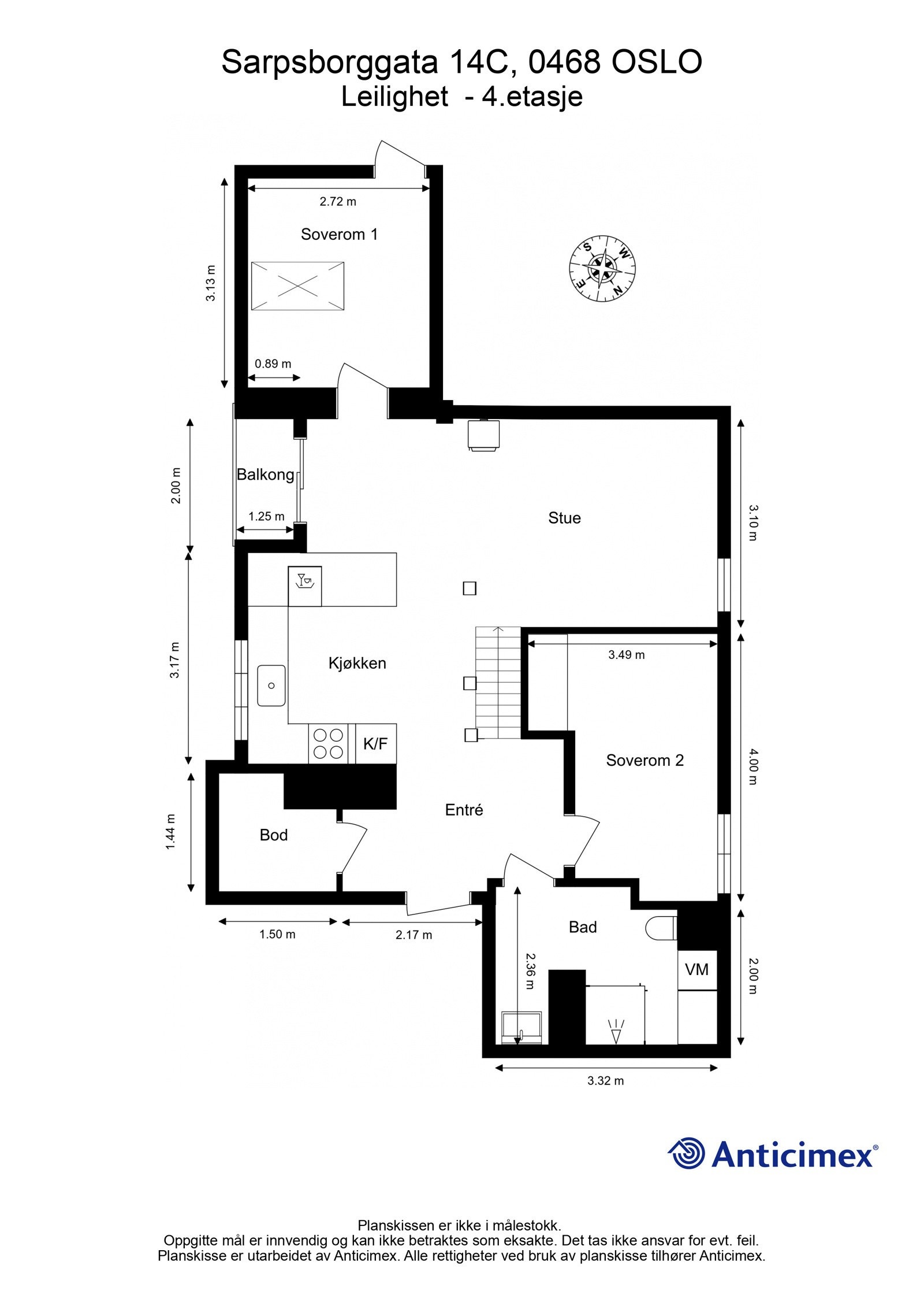 Plantegning loftsetasje (4. etasje). Galleribilde