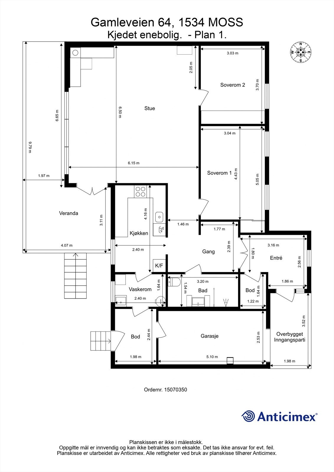 Veiledende planskisse. Største soverom kan deles i to mindre - i tråd med boligens opprinnelige romløsning. Galleribilde