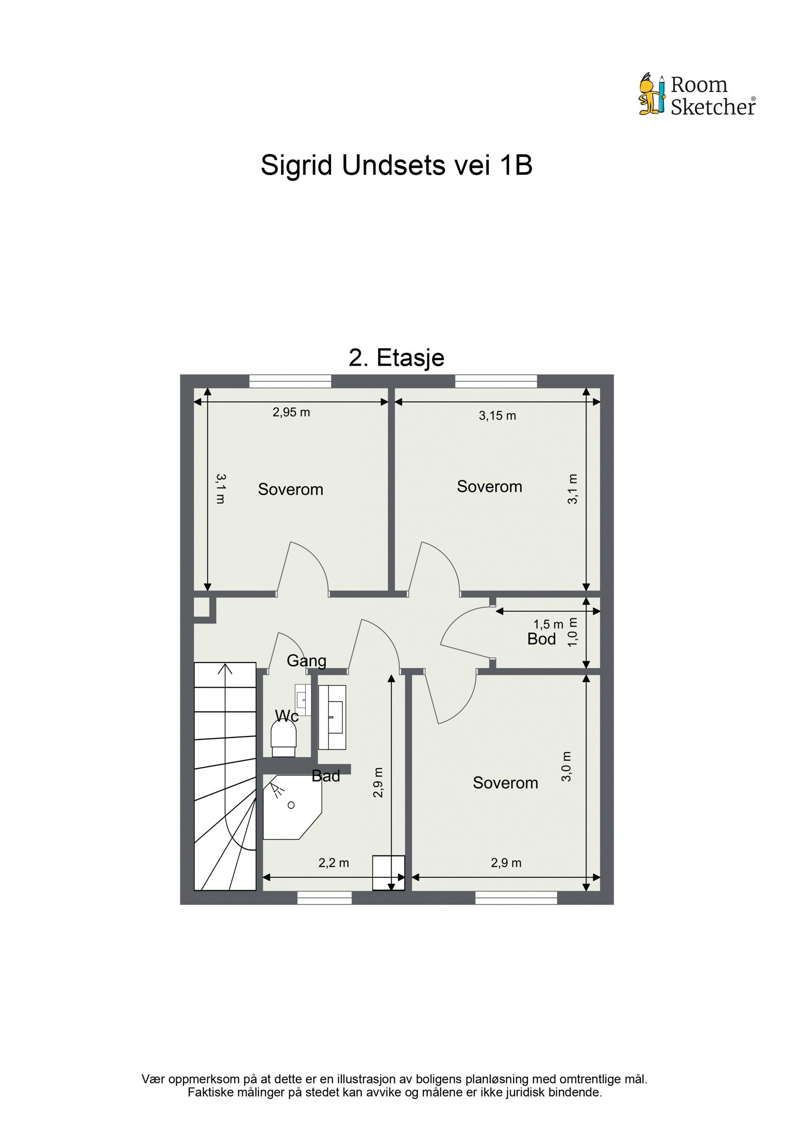 Plantegning andre etasje. Galleribilde