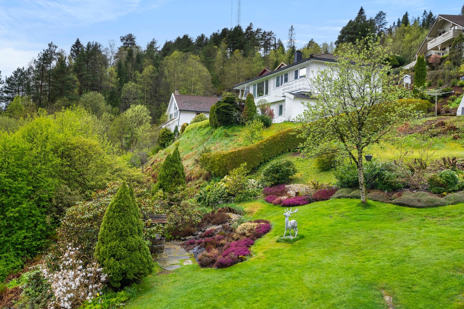Hagen rundt boligen er meget fint holdt av dagens eier Galleribilde