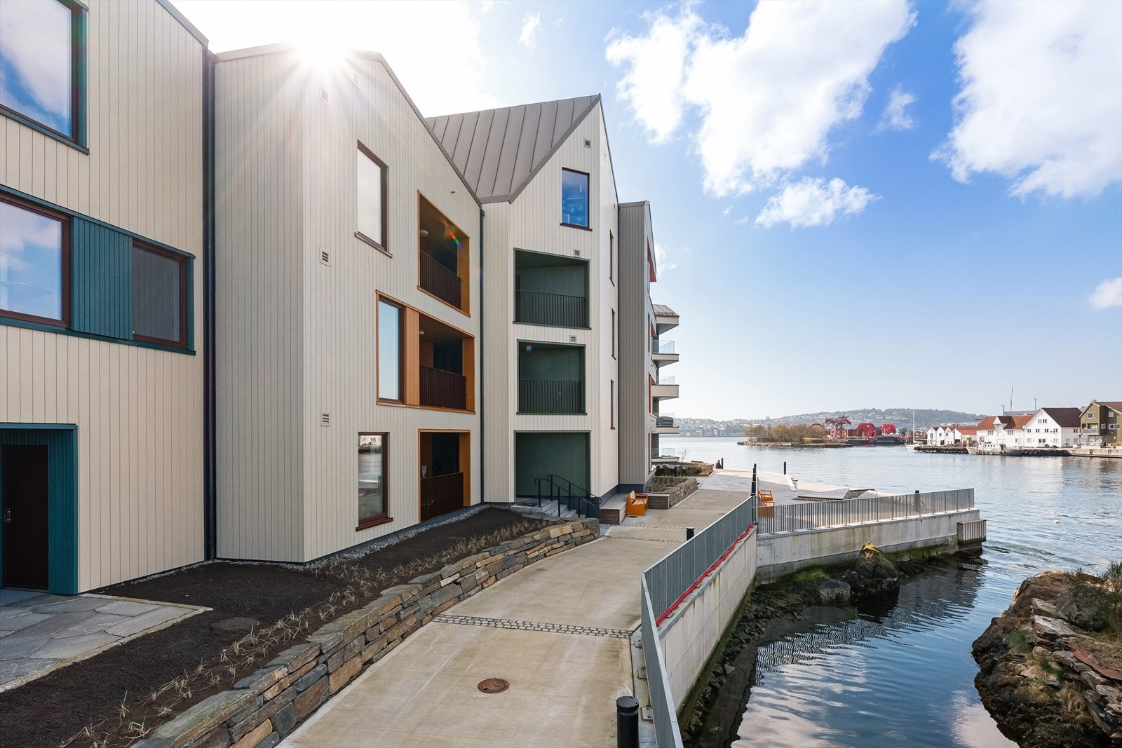 Bygget ligger helt i vannkanten med nydelig felles-/bryggeområde like utenfor. Galleribilde