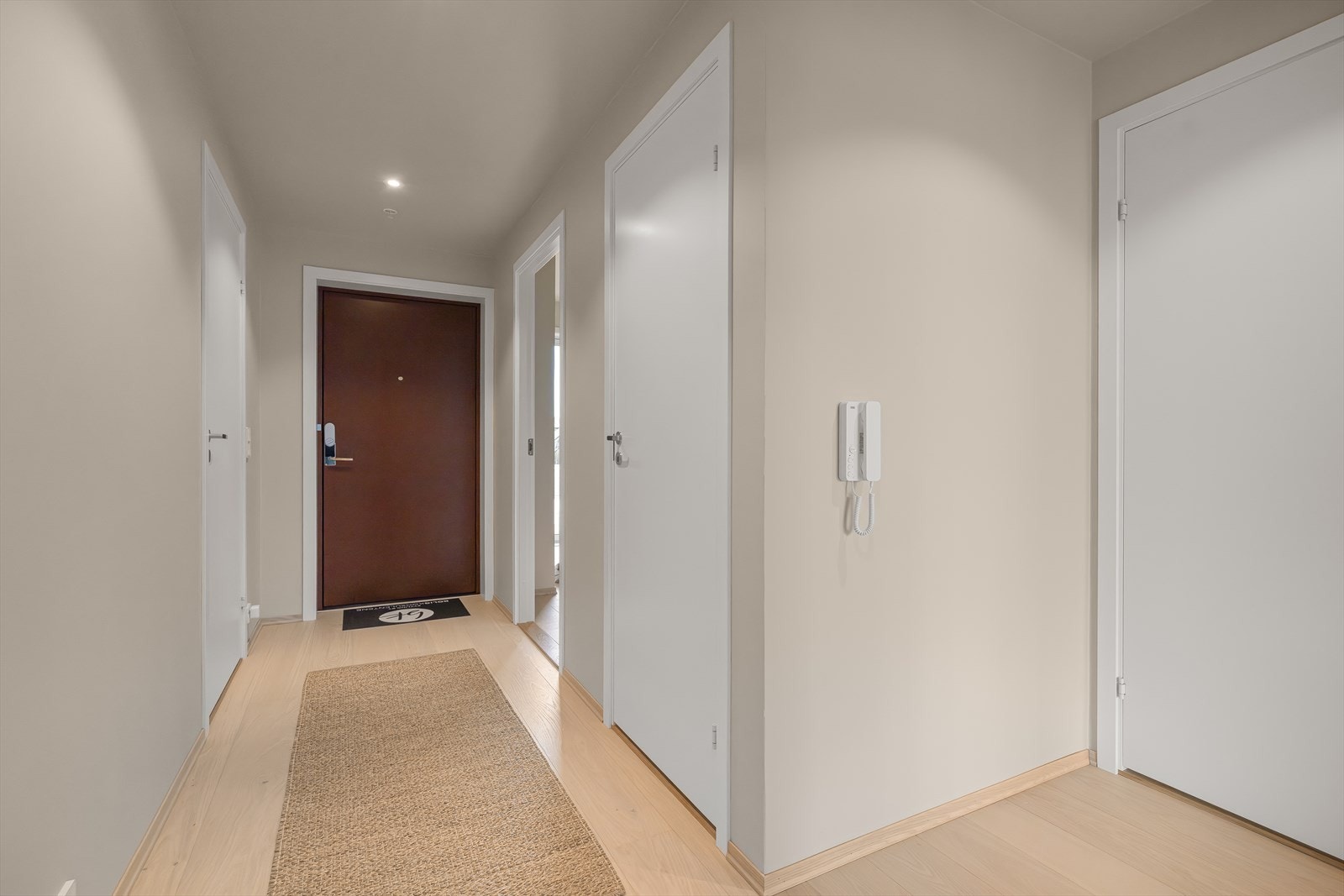 Entré/gang med porttelefon. Det er bodplass både i og utenfor leiligheten. Galleribilde