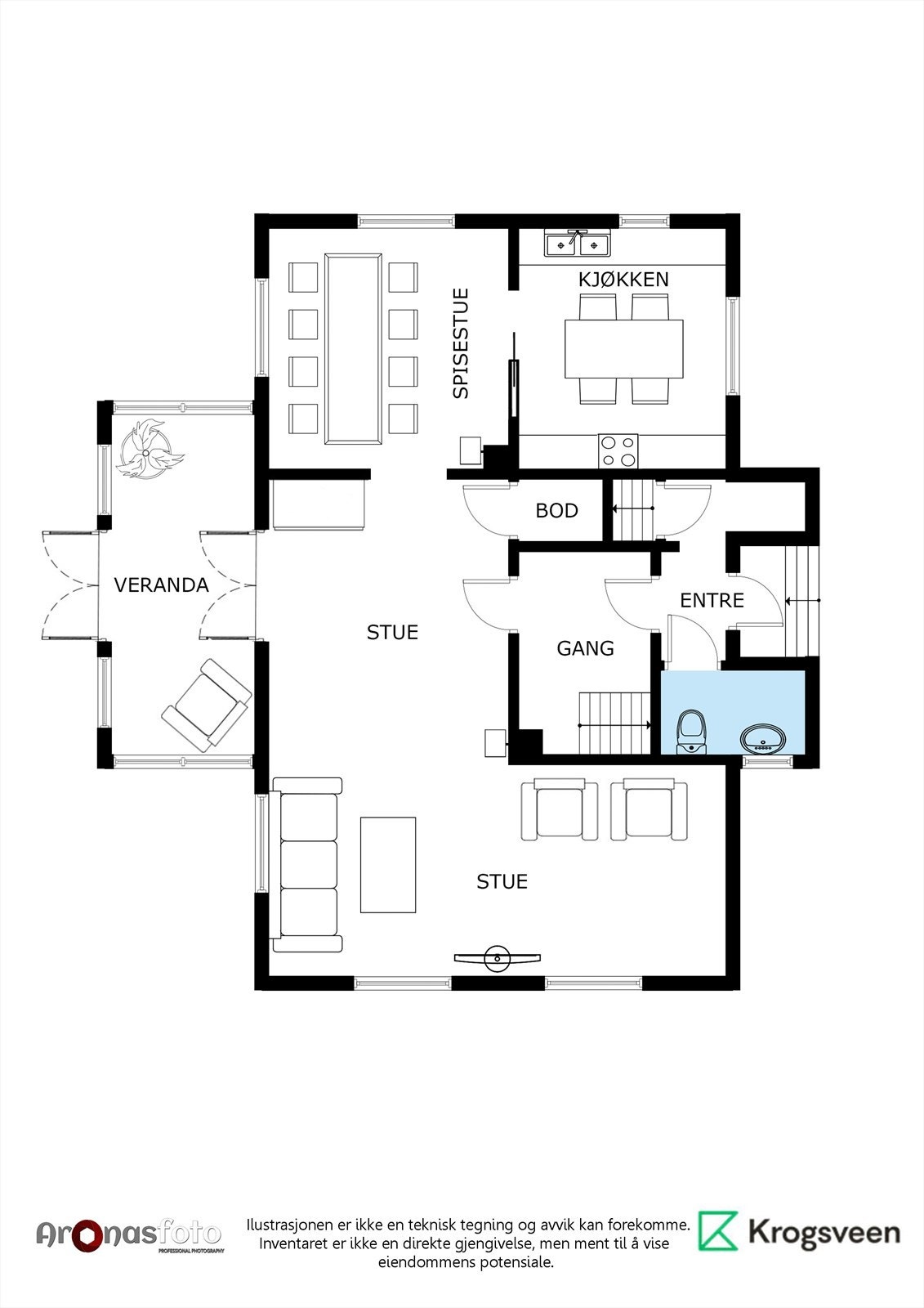 Plantegning 1. etg. - Vestbygdveien 156 Galleribilde