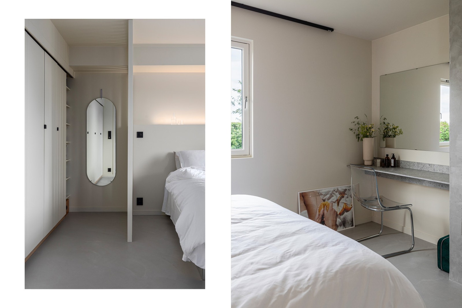 Sminkebord med stort speil på hovedsoverom. Galleribilde