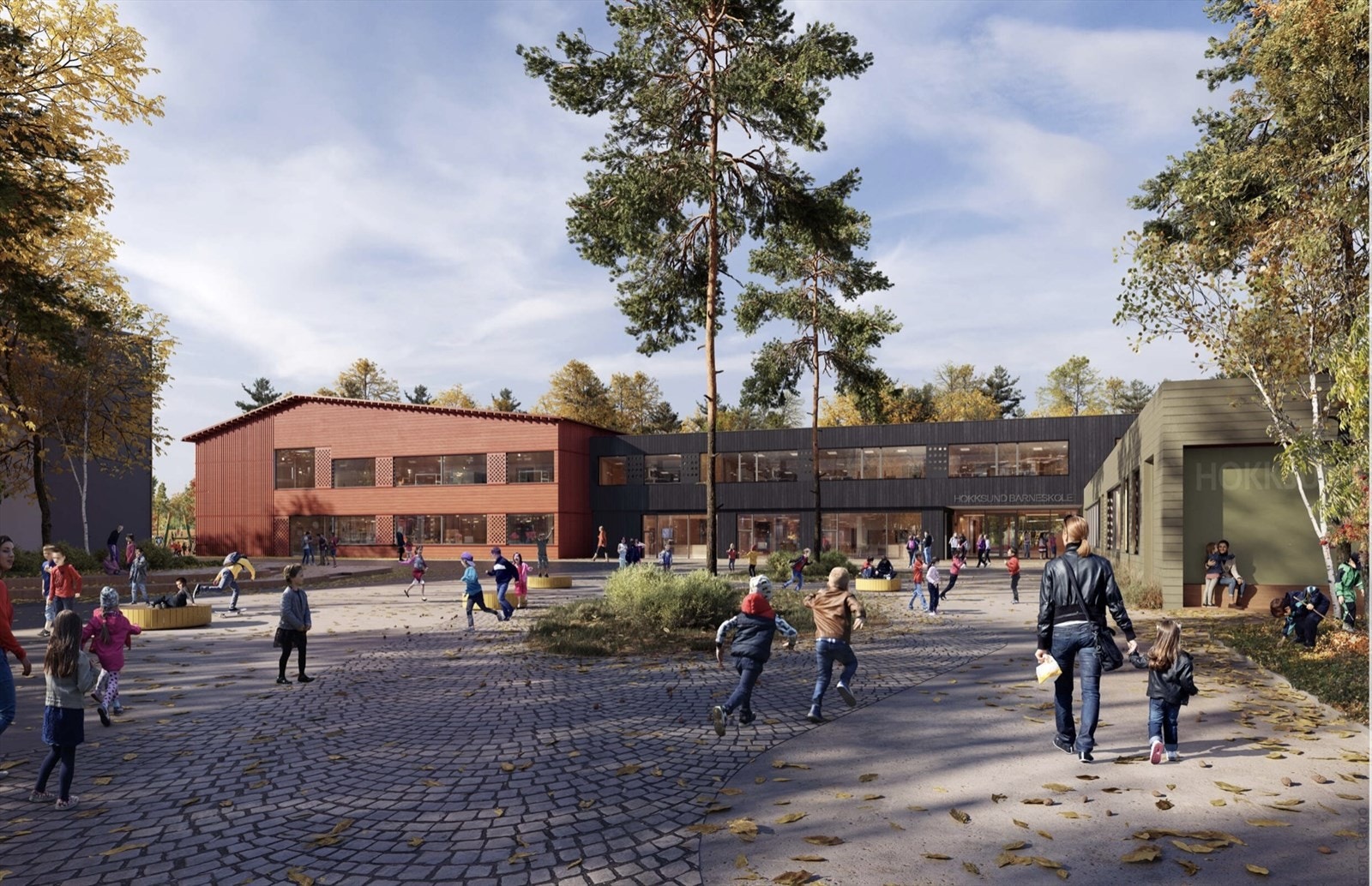Kun er to min gange til ny moderne skole og svømmehall. Galleribilde