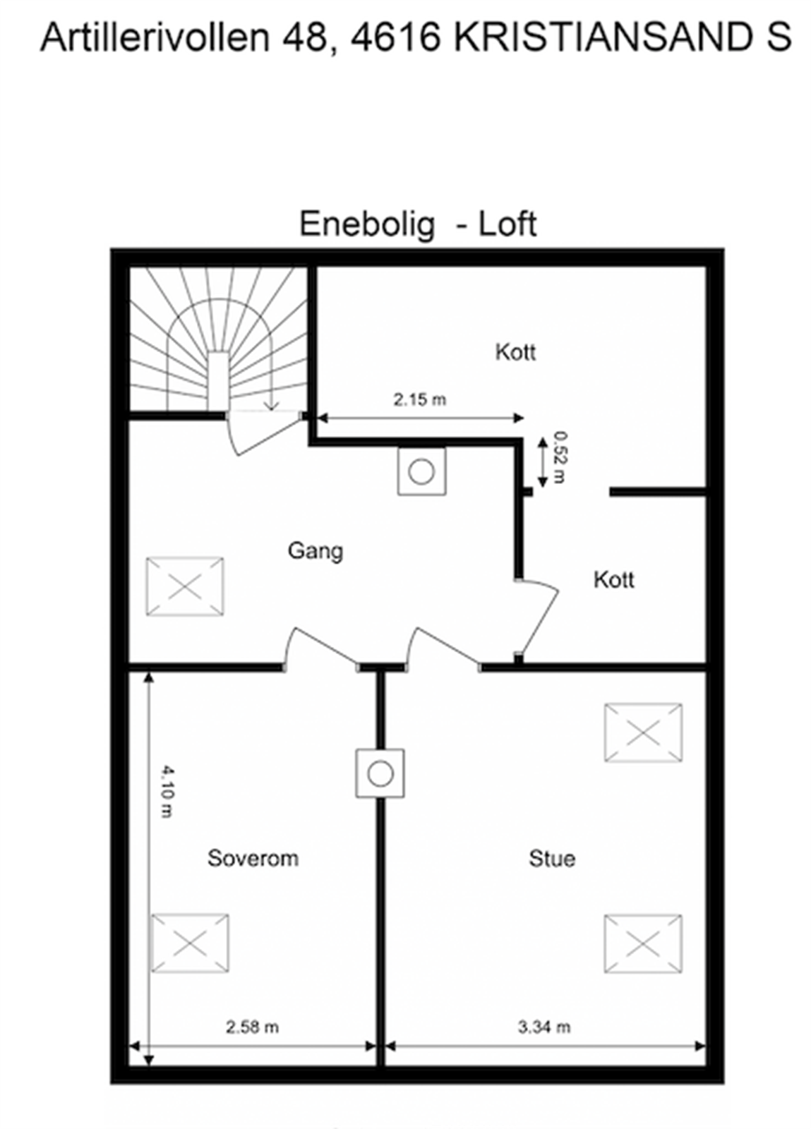 Loftetasje 2D plantegning - Ikke omsøkt og godkjent til oppholdsrom Galleribilde
