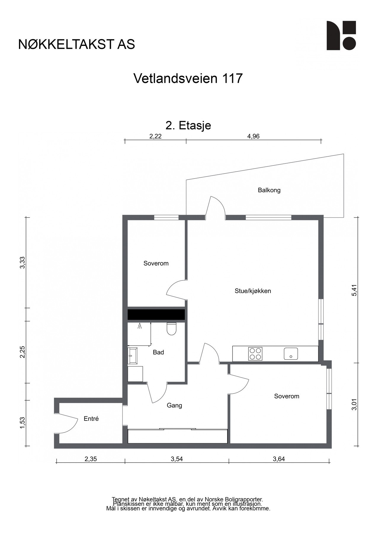 Plantegning - Leiligheten ligger i 2. etasje. Galleribilde