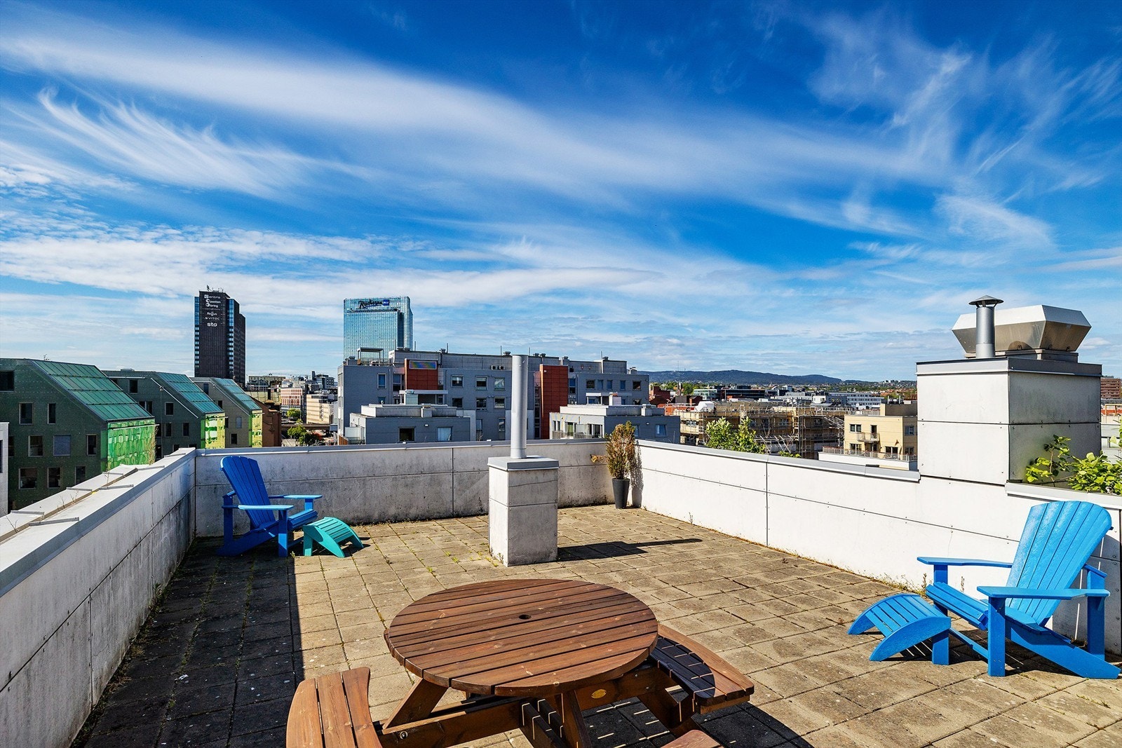 Felles takterrasse med utsikt over byen. Galleribilde