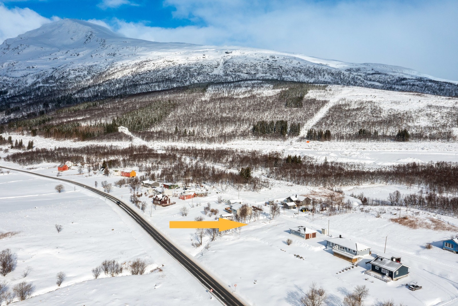 Tomtens plassering markert med pil. Galleribilde