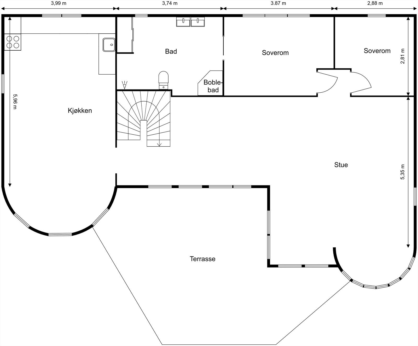 Plantegning 2. etasje (hovedetasje) Galleribilde